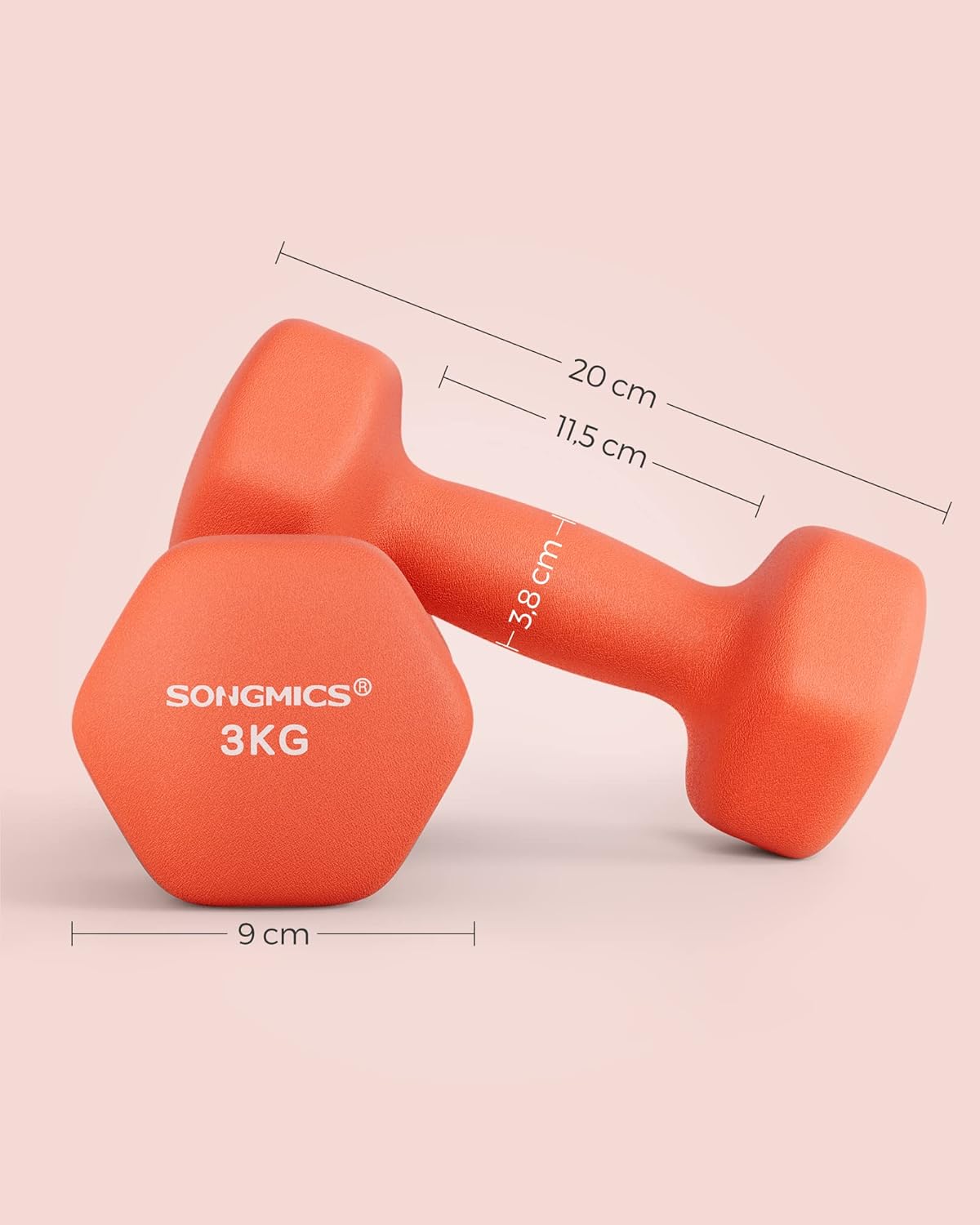 SONGMICS 2er-Pack Sechseckhanteln mit Neoprenbeschichtung für Krafttraining, Fitness, Zuhause – Bild 7
