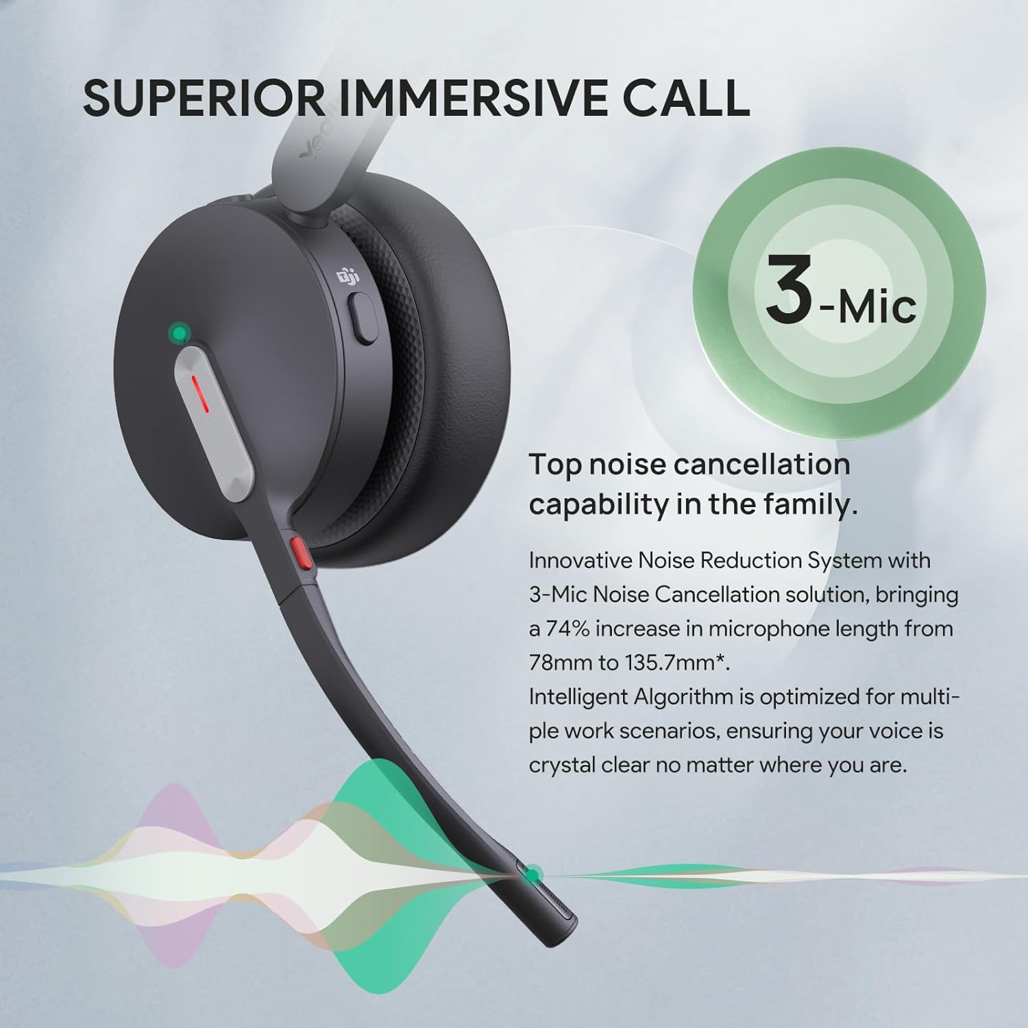 Yealink BH70 Bluetooth-Headset mit Mikrofon für Home Office, Microsoft Teams-zertifizierte Bluetooth-Kopfhörer kabellos bis zu 35 Stunden Sprechzeit, 3 AI-Mikrofon-Rauschunterdrückung, 50 m kabellose Reichweite – Bild 4