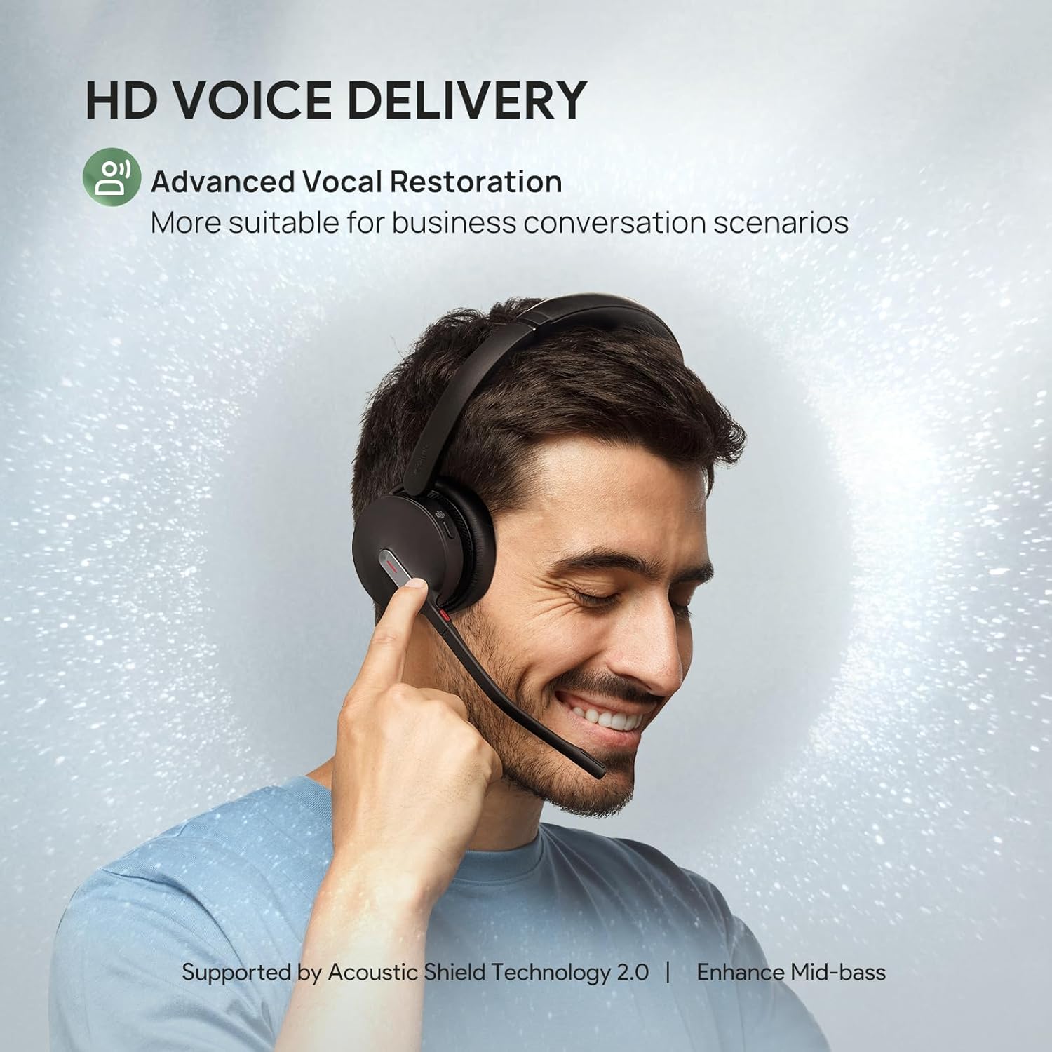 Yealink BH70 Bluetooth-Headset mit Mikrofon für Home Office, Microsoft Teams-zertifizierte Bluetooth-Kopfhörer kabellos bis zu 35 Stunden Sprechzeit, 3 AI-Mikrofon-Rauschunterdrückung, 50 m kabellose Reichweite – Bild 5