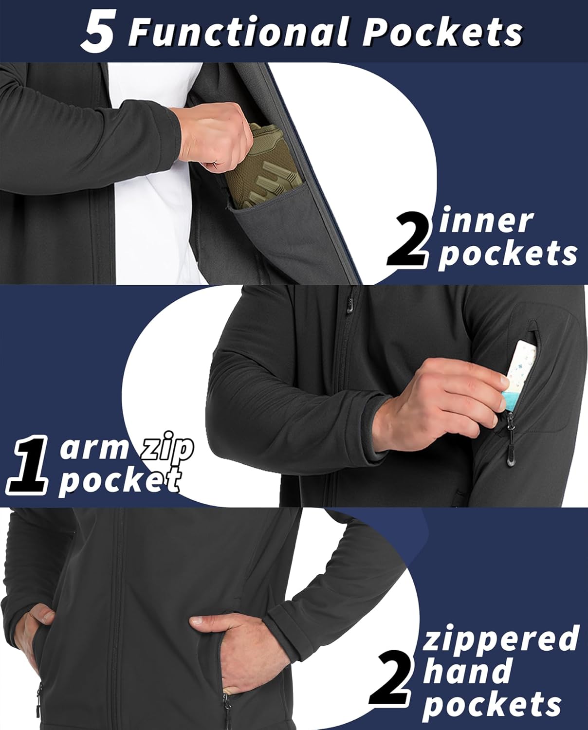 33.000 Fuß wasserdichte, atmungsaktive Softshelljacke für Herren, Übergangsjacke, winddichte Regenjacke, Wanderjacke mit Kapuze – Bild 4