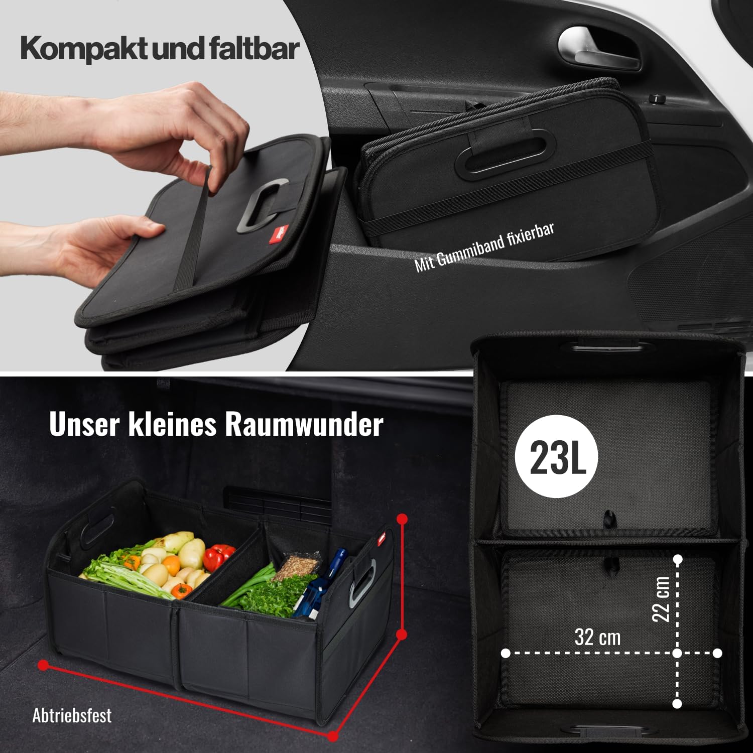 achilles Kofferraum-Organizer – faltbare Kofferraumtasche und viel Stauraum – geräumige und pflegeleichte Faltbox – Innenraum-Organizer für Autozubehör – stabile Basis und Tragegriff – Bild 3