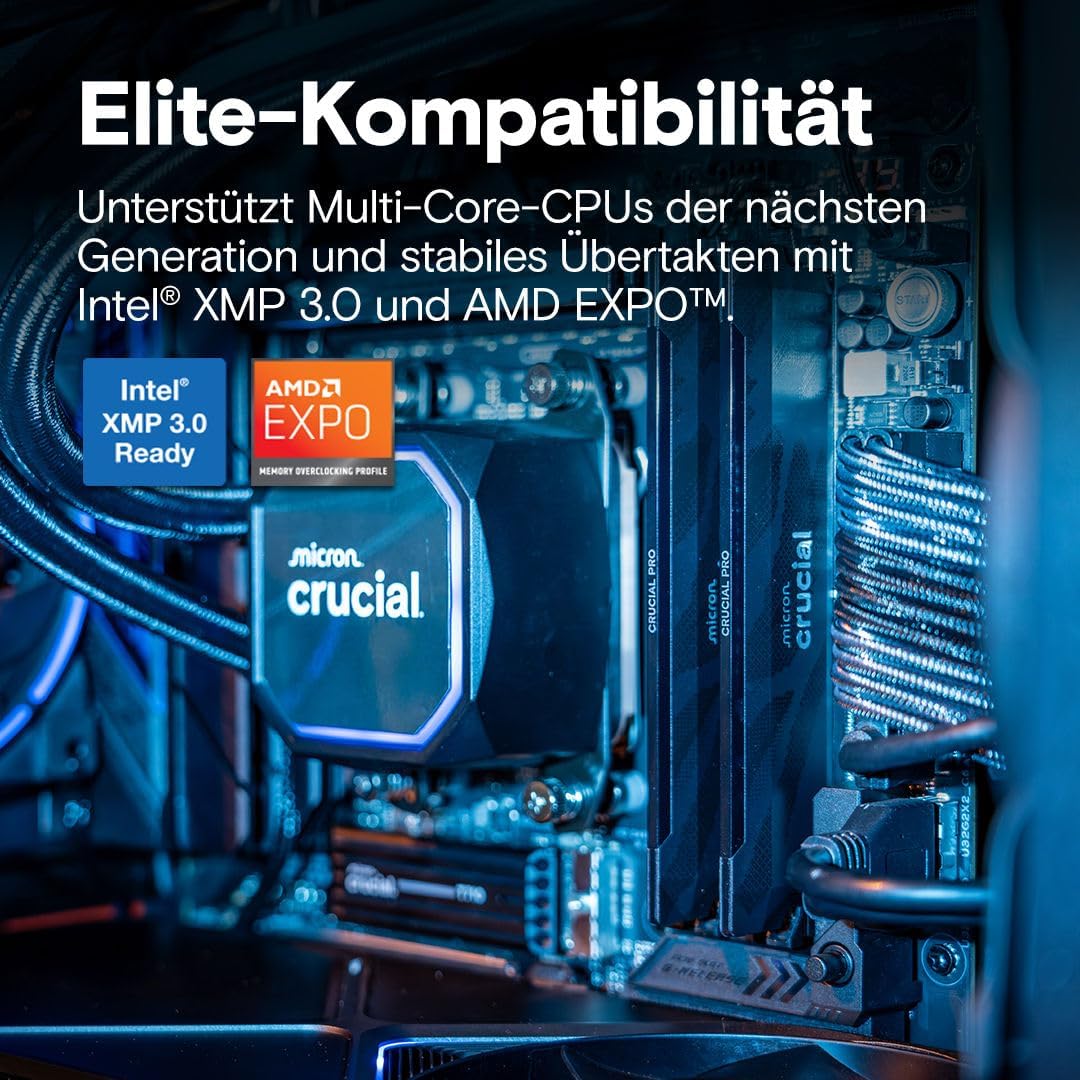 Crucial Pro DDR5 RAM 32 GB Kit (2 x 16 GB) 6400 MHz CL32, Gaming-PC-Speicher, Intel XMP 3.0 / AMD Expo, Schwarz – CP2K16G64C32U5B – Bild 4