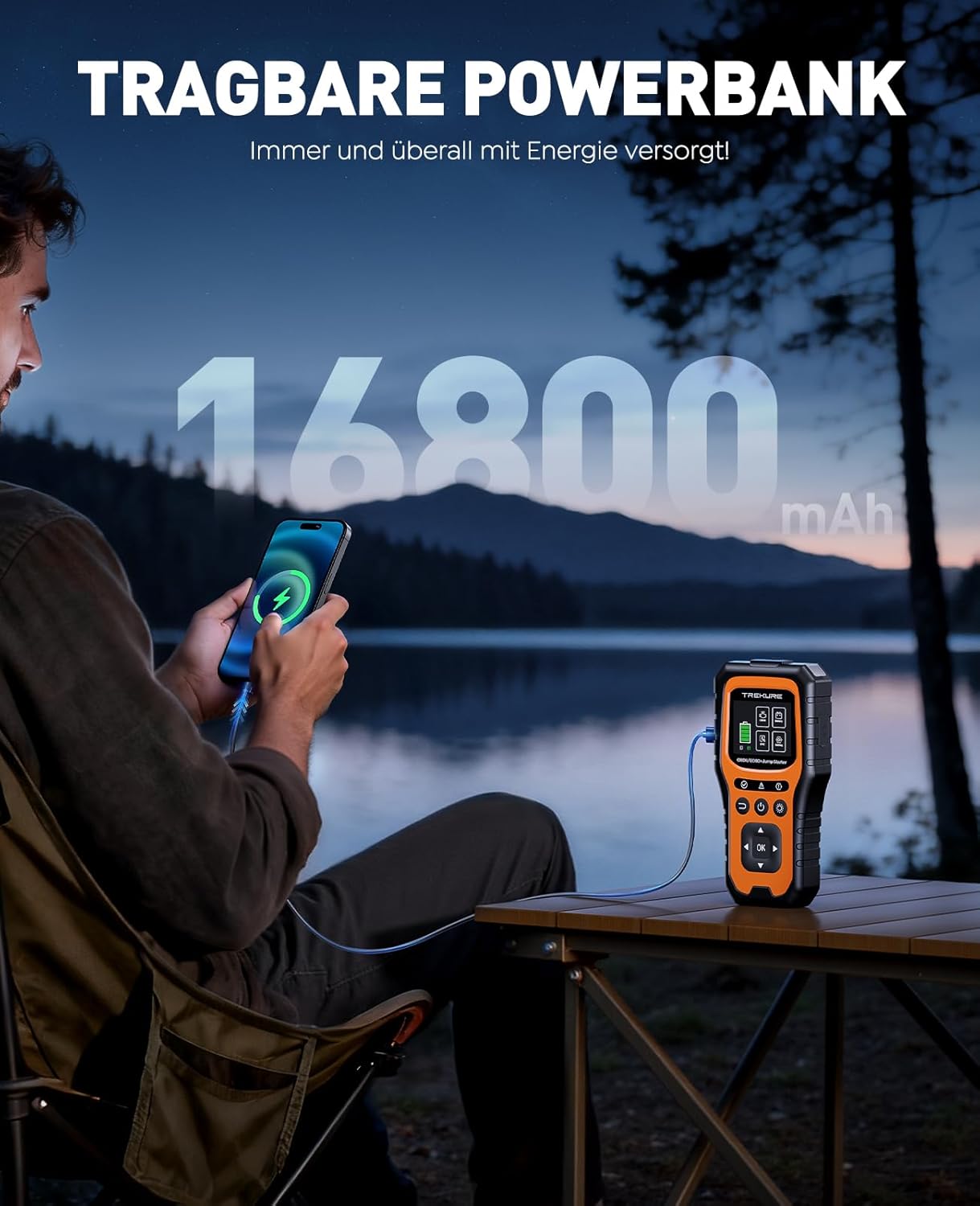 TREKURE 7000 A Starthilfe Powerbank Auto mit Batterietester & OBD2-Diagnosegerät – 12 V Auto-Starthilfe für Benzin & Diesel bis 10,0 L, LED-Licht, Notfallwerkzeug für Autos – Bild 4