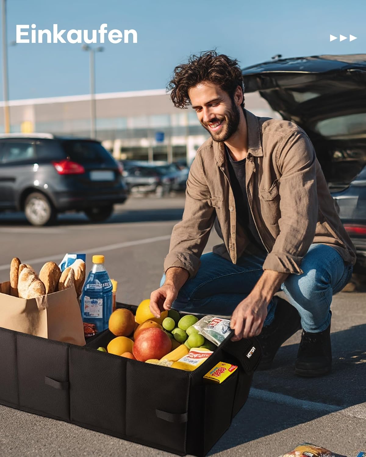 HOTOR Kofferraum-Organizer – faltbarer Kofferraum-Organizer mit 2 Fächern, stabiler Auto-Organizer für SUVs, schwarze Kofferraumtasche, verstärkte und stabile Faltbox, 54,1 x 32,0 x 26,9 cm – Bild 9