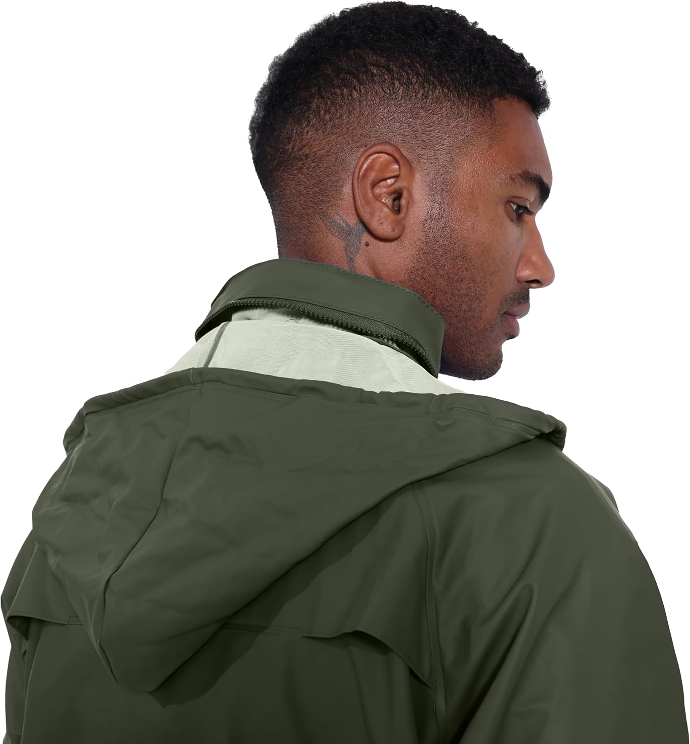 Wasserdichter Regenanzug für Herren – Regenjacke & Regenlatzhose mit abnehmbarer Kapuze, robuste PU-Arbeitskleidung für Bau, Industrie, Angeln – Bild 4