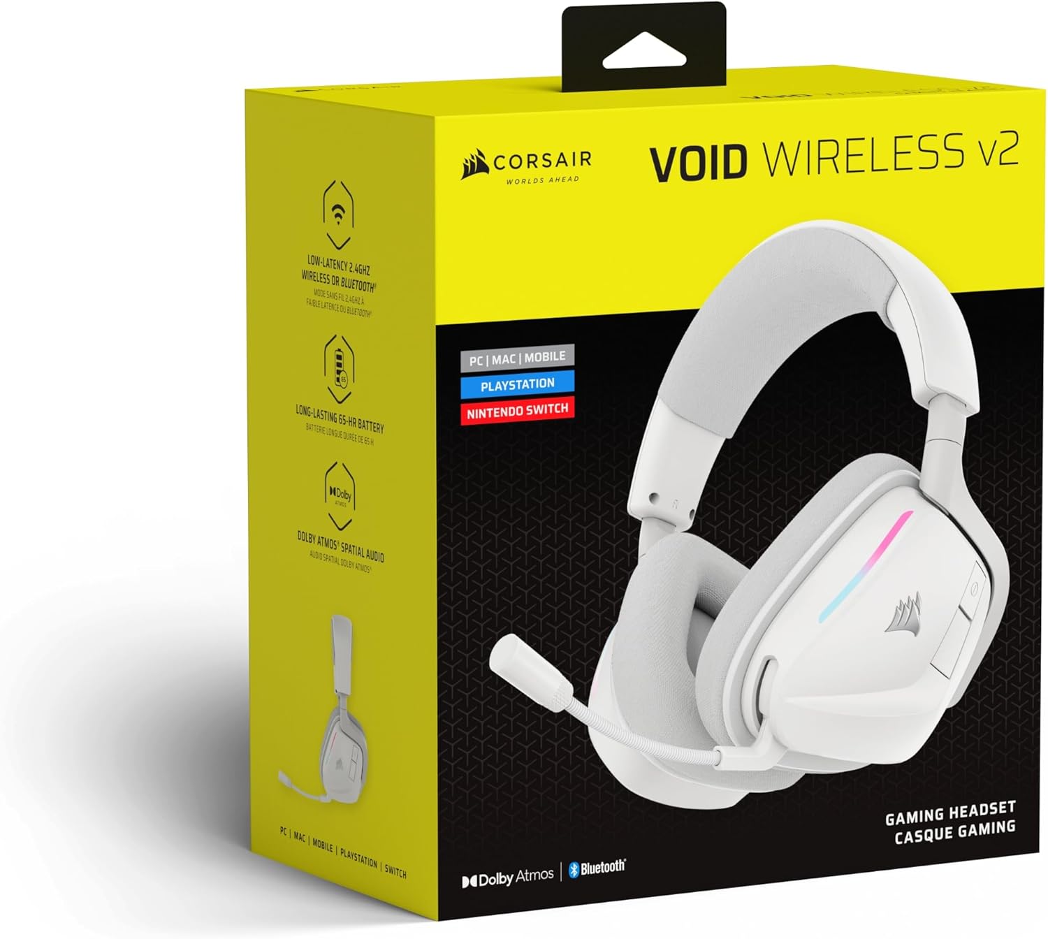 Corsair Void v2 Kabelloses Gaming-Headset – Weiß | Bluetooth, Dolby Atmos, 70-Stunden-Akku, kabellos, Dualband-Schnellladung, PC, PS5, PS4, Switch und Mobiltelefon – Bild 9