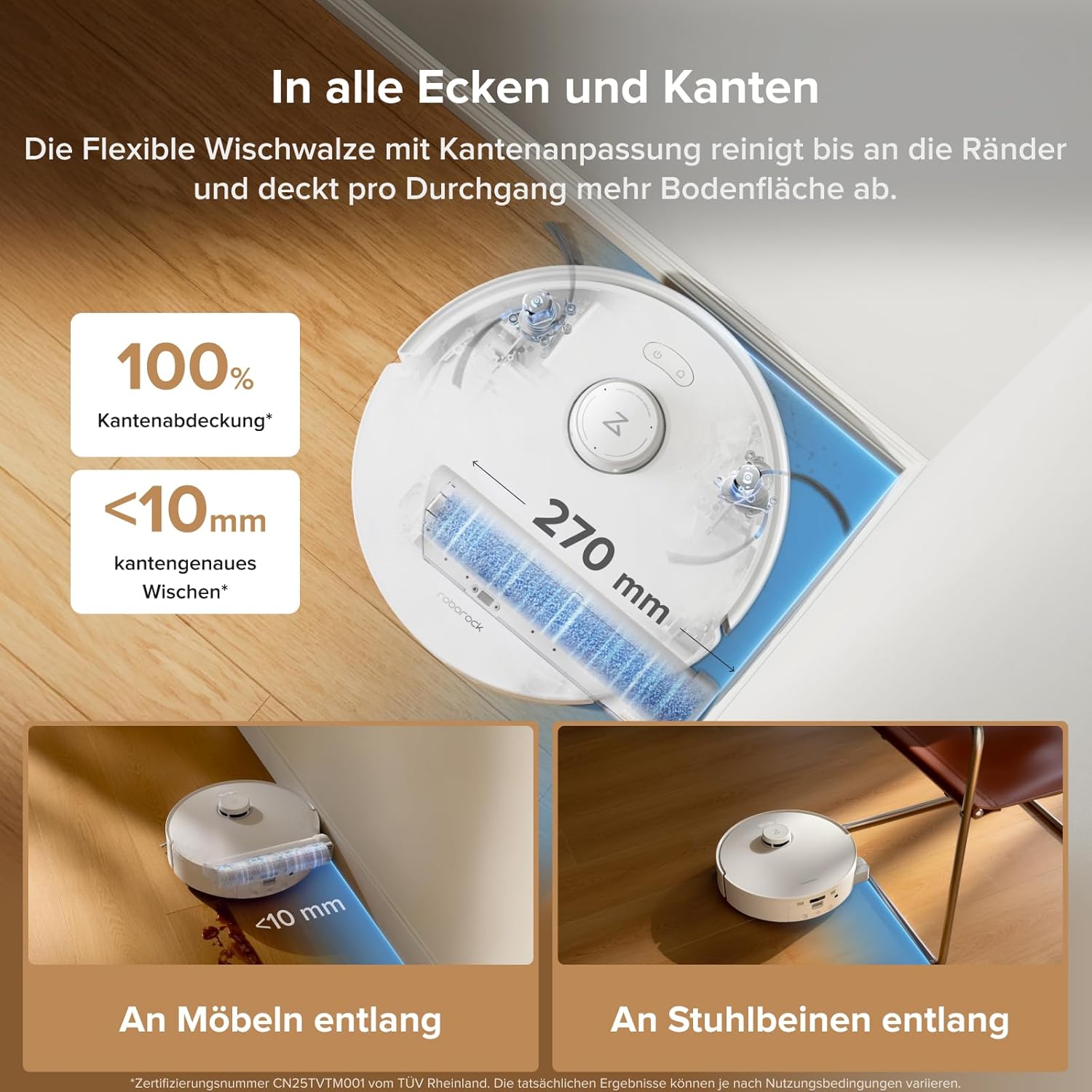 roborock Qrevo Curv 2 Flow Roboterstaubsauger mit Wischfunktion, SpiraFlow Wischwalze mit Selbstreinigung, 20.000 Pa Saugkraft, Duales Anti-Tangle-System, intelligenter Teppichschutz, All-in-One-Dock – Bild 3