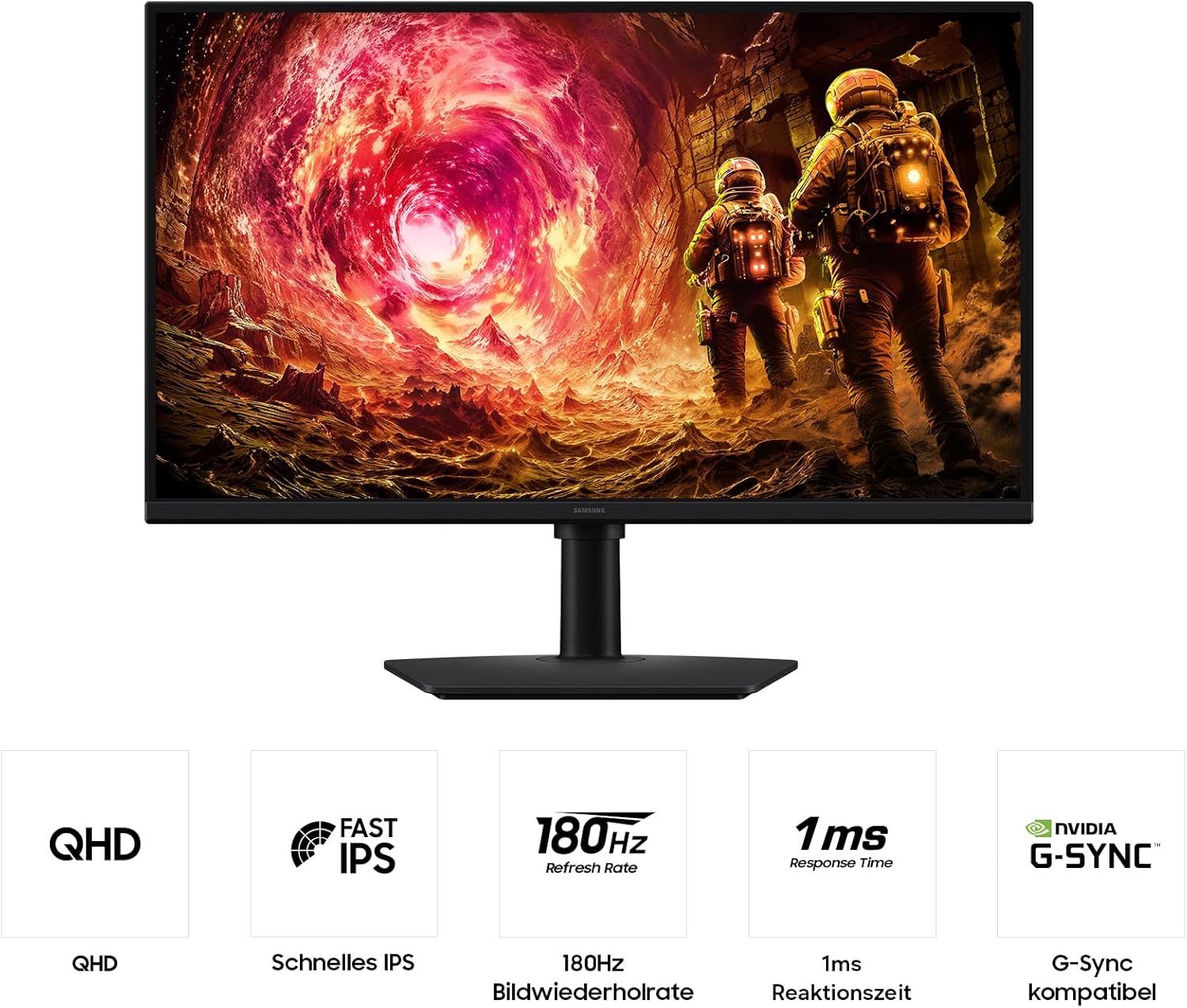 Samsung 27 Zoll Odyssey G50F Gaming-Monitor, PC-Bildschirm mit IPS-Panel, 2560 x 1440 Pixel (QHD), 180 Hz, 1 ms (G/G), AMD FreeSync Premium, NVIDIA G-Sync, HDR10, LS27FG502EUXEN – Bild 4