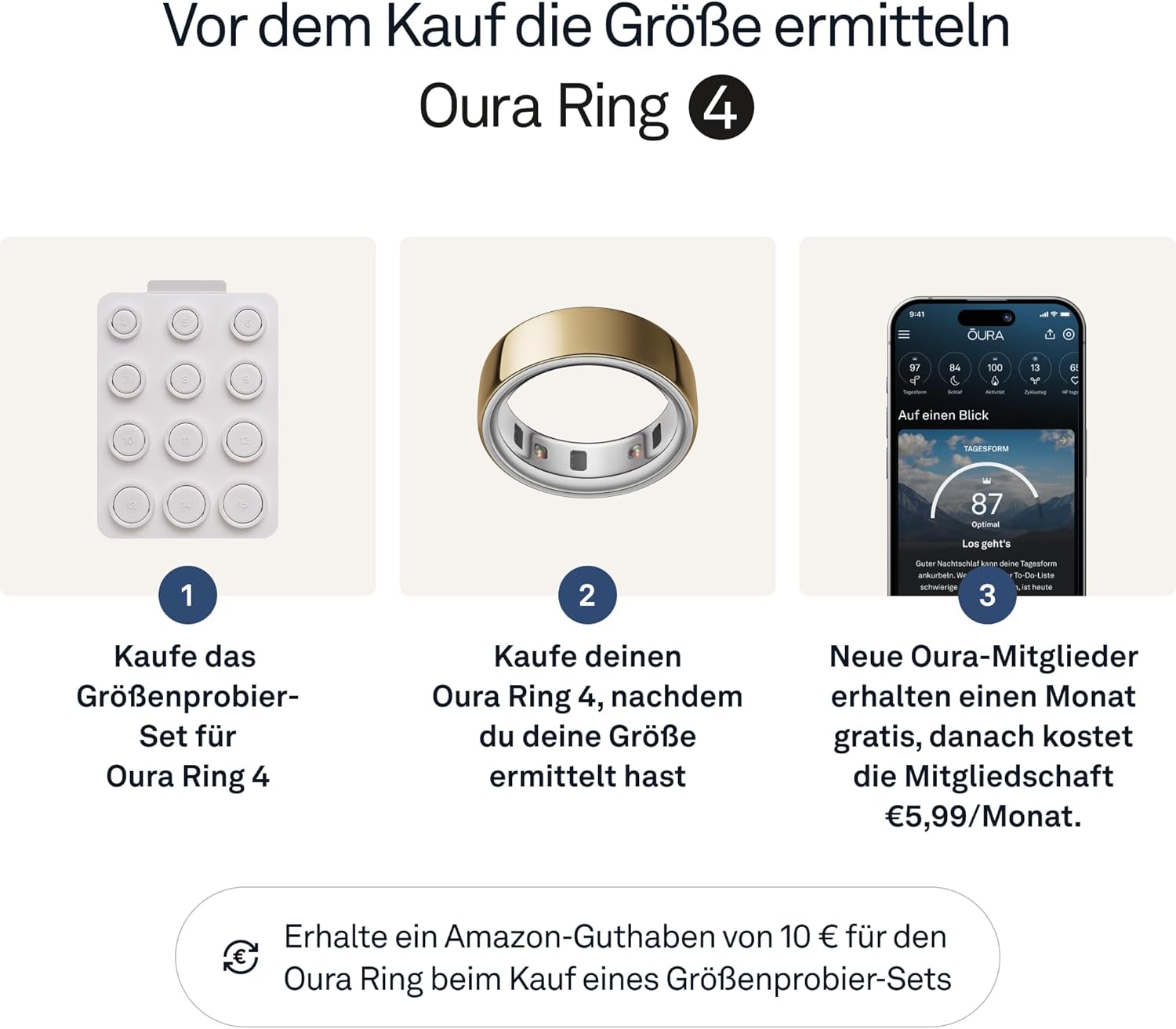 Oura Ring 4 – Gold – Größe 10 – Smart Ring | Messen Sie zuerst mit dem Oura Ring 4 Sizing Kit | Schlaf-Tracking tragbar – Herzfrequenz – Fitness-Tracker – bis zu 8 Tage Akkulaufzeit – Bild 3