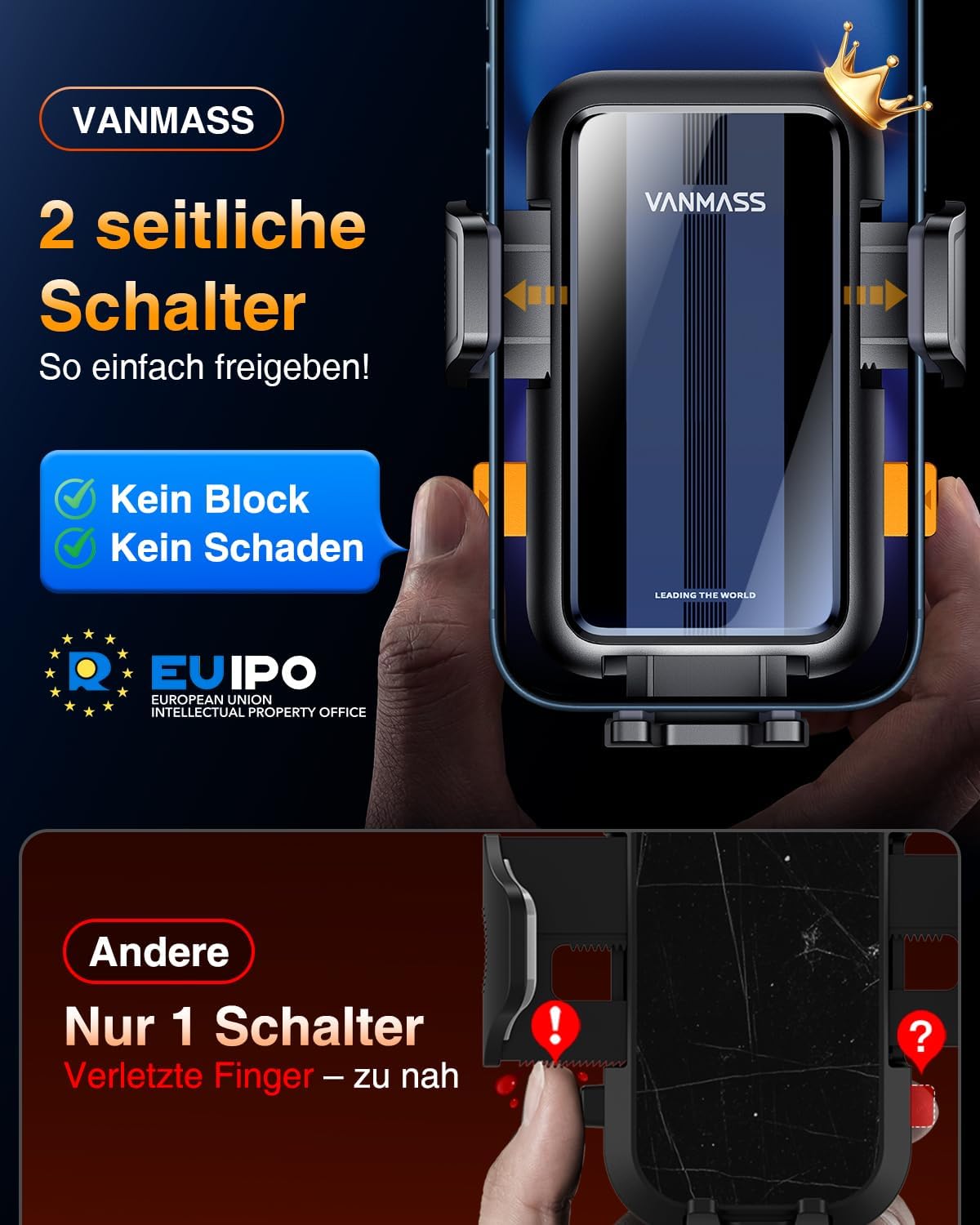 VANMASS 2026【Echte Militärklasse】Auto-Handyhalterung, Stärkster Saugnapf & Belüftungsclip, 4-in-1-Handyhalterung, Auto-Handyhalterung, 360° drehbare Autohalterung für iPhone 17 Pro Max/17 Air/16/15/14 Samsung S25 – Bild 3