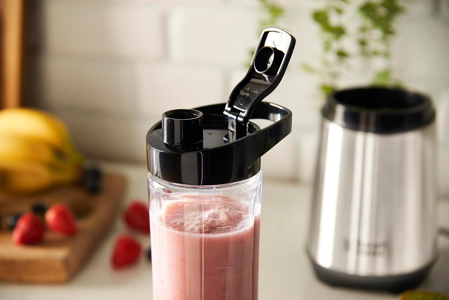 Russell Hobbs Mixer – Standmixer & Smoothie Maker to Go (23.500 U/min Power-Motor) inkl. 1 x Mixbehälter 600 ml (BPA-frei, spülmaschinenfest und bruchsicher inkl. Deckel) Zerkleinerer, Edelstahl, – Bild 4