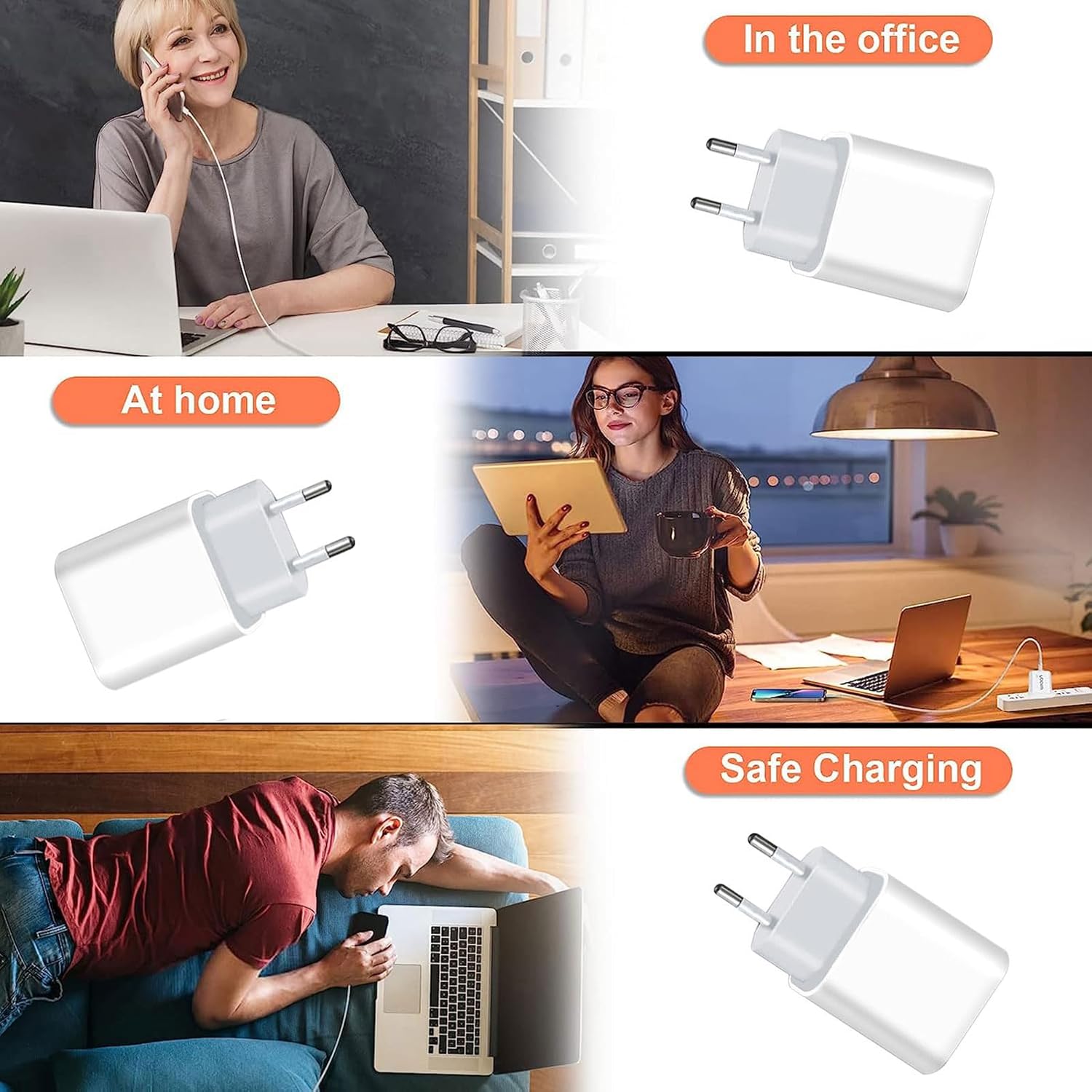 20W USB C Ladegerät mit Kabel 1,2m, Schnellladegerät Netzteil Adapterstecker, Ladestecker USB Schnellladenetzteil USB-C Ladegerät Netzstecker für iPhone 17 16 15 14 13 12 11 lPad S Samsung G Alaxy Weiß – Bild 6