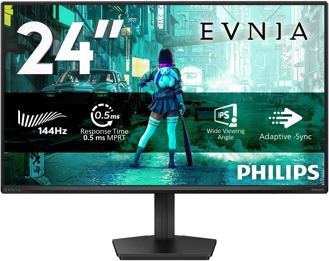 PHILIPS Evnia 24M2N3200NF – 24-Zoll-Full-HD-Gaming-Monitor, 144 Hz, 1 ms MPRT, FreeSync, G-Sync Comp. (1920 x 1080, HDMI 2.0, DisplayPort 1.4) Schwarz – Bild 2