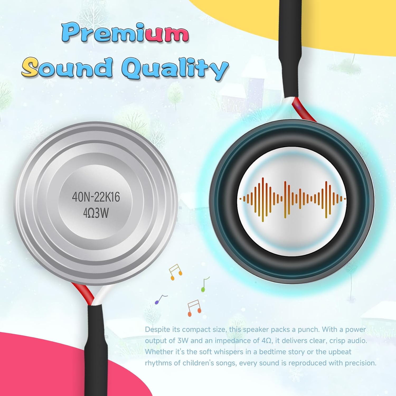 Ersatzlautsprecher 4Ω 3W kompatibel mit Toniebox Audio Player, 40mm Ersatzlautsprecher Reparatur Zubehör Set - Musikbox Einbaulautsprecher Ersatzteile mit Schraubendreher für Toniebox Lautsprecher (1) – Bild 3