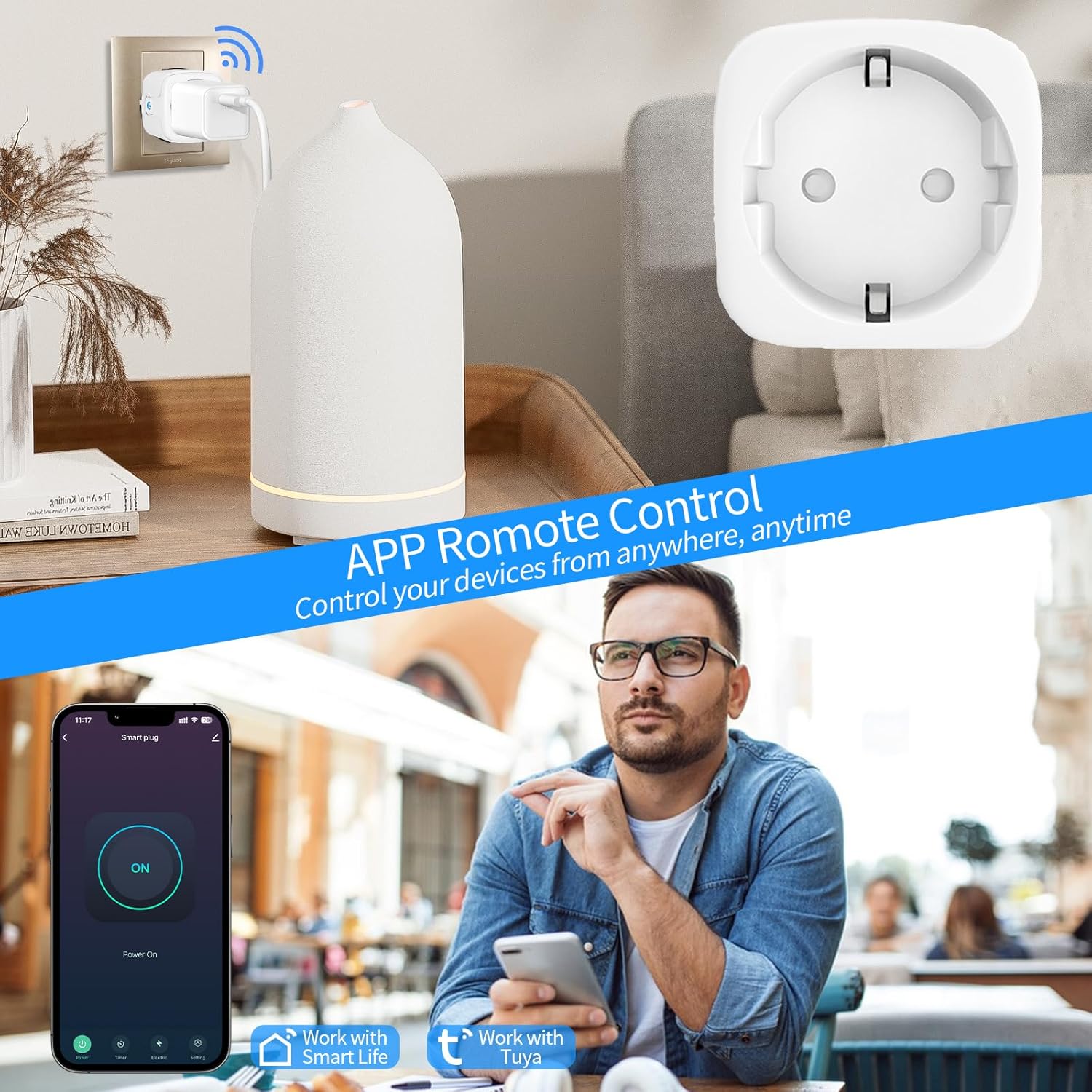 Smarte WLAN-Steckdose, Alexa-Steckdose mit Strommessung 16 A, 4 Stück Smart Plugs, 2,4 GHz WLAN-Steckdosen, Fernbedienung, Sprachsteuerung, funktioniert mit Alexa, Google Home – Bild 4