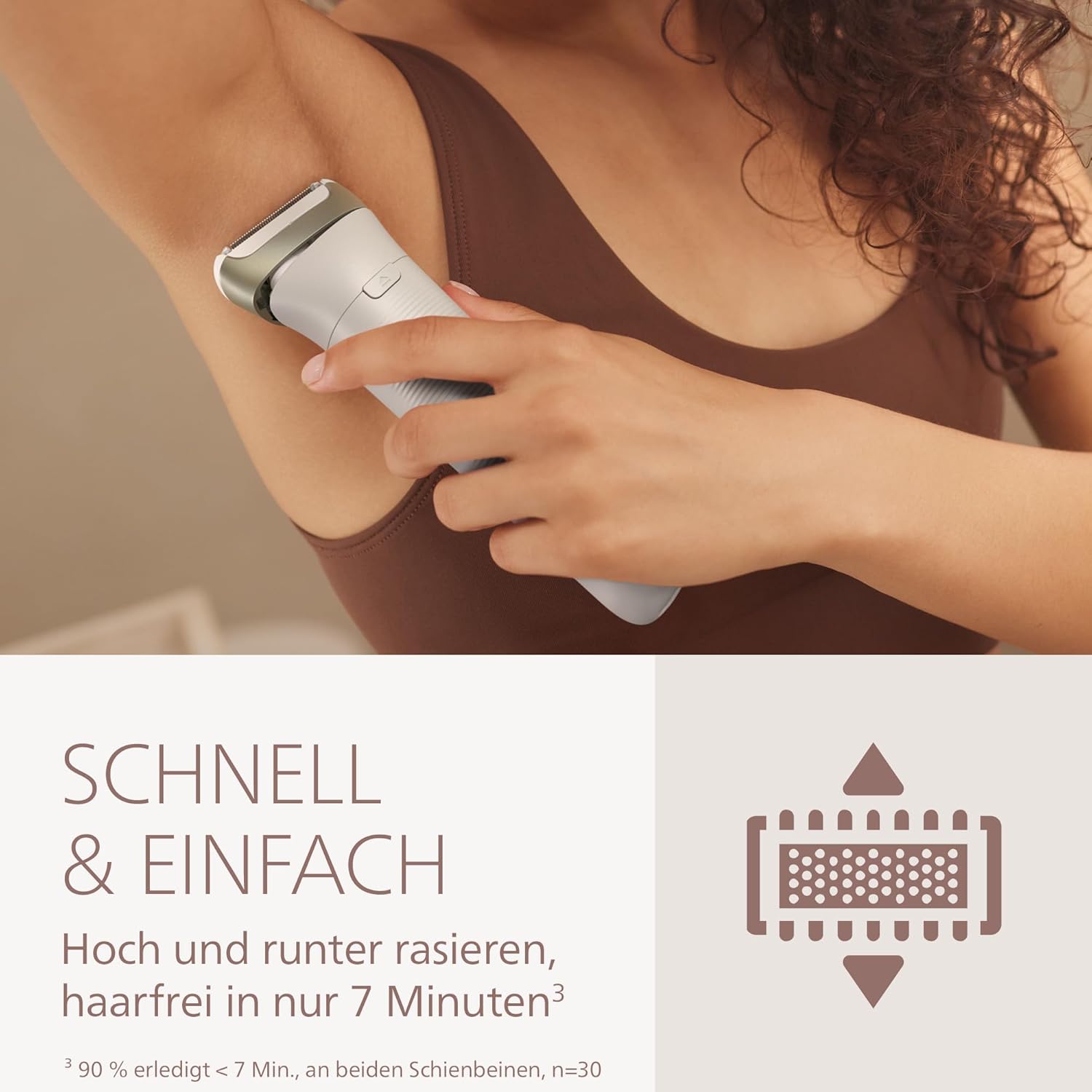 Philips Lady Shaver Series 8000 Akku-Elektrorasierer, Nass- und Trockenrasierer, 3 Klingen, flexibler Scherkopf, LED-Licht, Gesichts-/Beine-/Körper-/Bikini-Bereich, 100 Minuten Laufzeit, Modell BRL159/00 – Bild 7