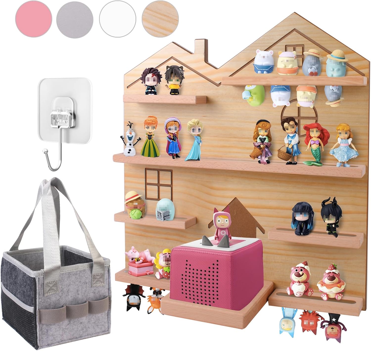 Givilio Tonie großes Regal für Toniebox – Toniebox-Aufbewahrung für alle Ihre Tonie-Accessoires, Toniebox-Figuren und Toniebox-Figuren, Display-Kollektion, Tonie-Regal (Natur)