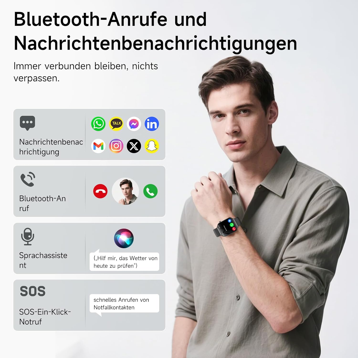 2026 Herren-Smartwatch mit EKG + HRV/BMI/Mikro-Gesundheitscheck/Harnsäure, 2,2-Zoll-Upgrade 3D-gebogenes Display-Gesundheitsuhr mit 24-Stunden-Herzfrequenz-Blutdruck-Körpertemperatur-Schlafmonitor für Android/iOS – Bild 5