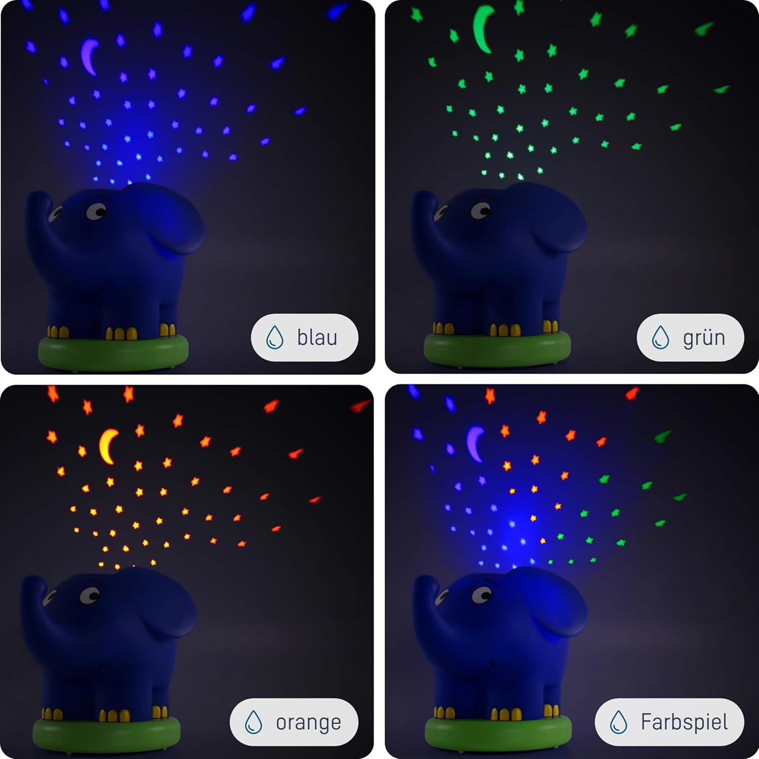 Ansmann Sternenlicht-Projektor Elefant – Übertragung mit der Maus – LED-Nachtlicht mit Musik & Sternenhimmel, der Projektor ideal als Einschlafhilfe für Babys & Kinder – Nachtlicht als Babyzimmer-Dekoration – Bild 7
