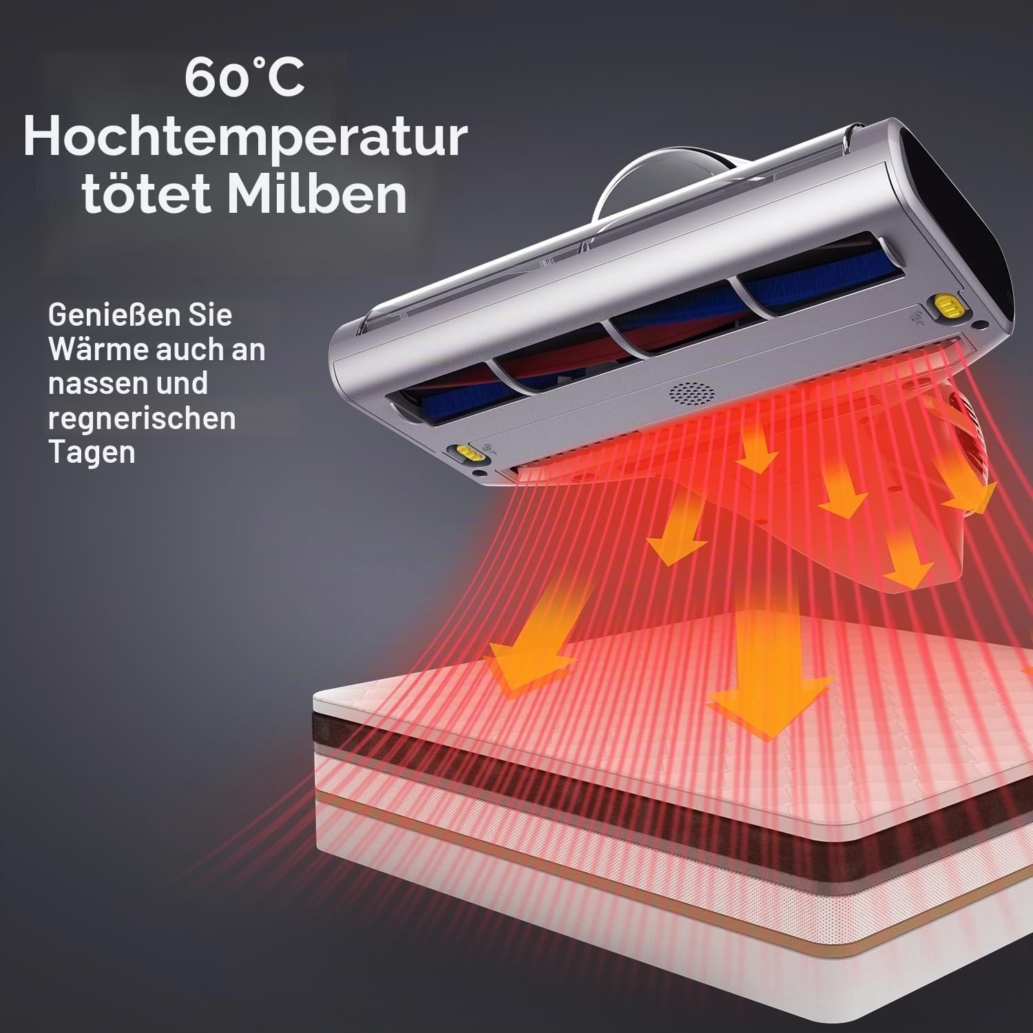 Jimmy BX7 Pro Milbenstaubsauger, 700 W, leistungsstarker Matratzenreiniger mit UV-C-Licht, Hausstaubmilbensensor, Ultraschallfunktion, 16 Kpa Saughandstaubsauger für Matratze, Sofa, Bett – Bild 3