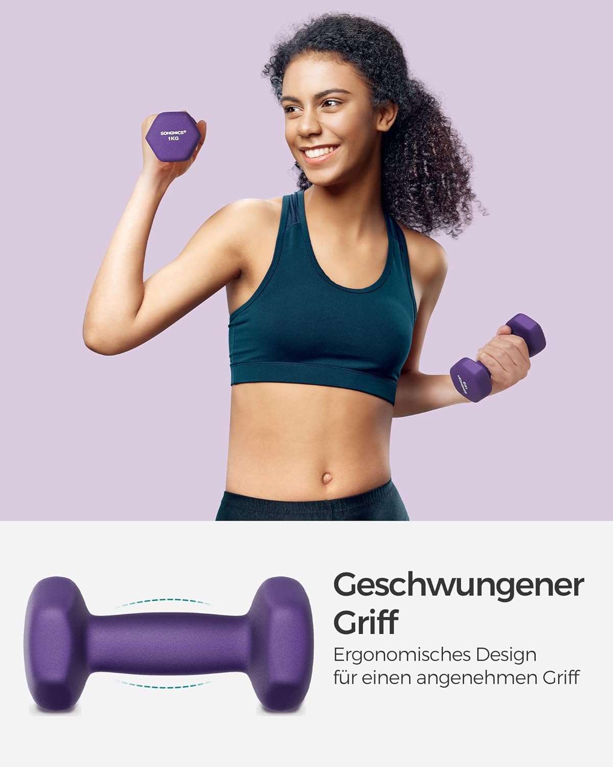 SONGMICS 2er-Pack Sechseckhanteln mit Neoprenbeschichtung für Krafttraining, Fitness, Zuhause – Bild 4
