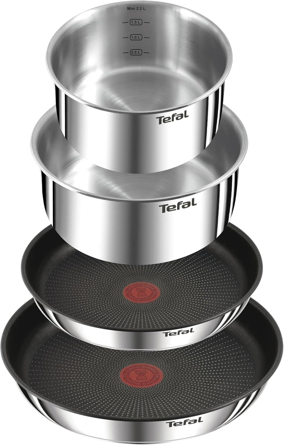 Tefal Ingenio Emotion L897S5 5-teiliges Topf- und Pfannenset, abnehmbarer Griff, stapelbar, platzsparend, Induktionstopfset mit Titan-2-fach-Antihaftbeschichtung, einfach zu bedienen und zu reinigen – Bild 2