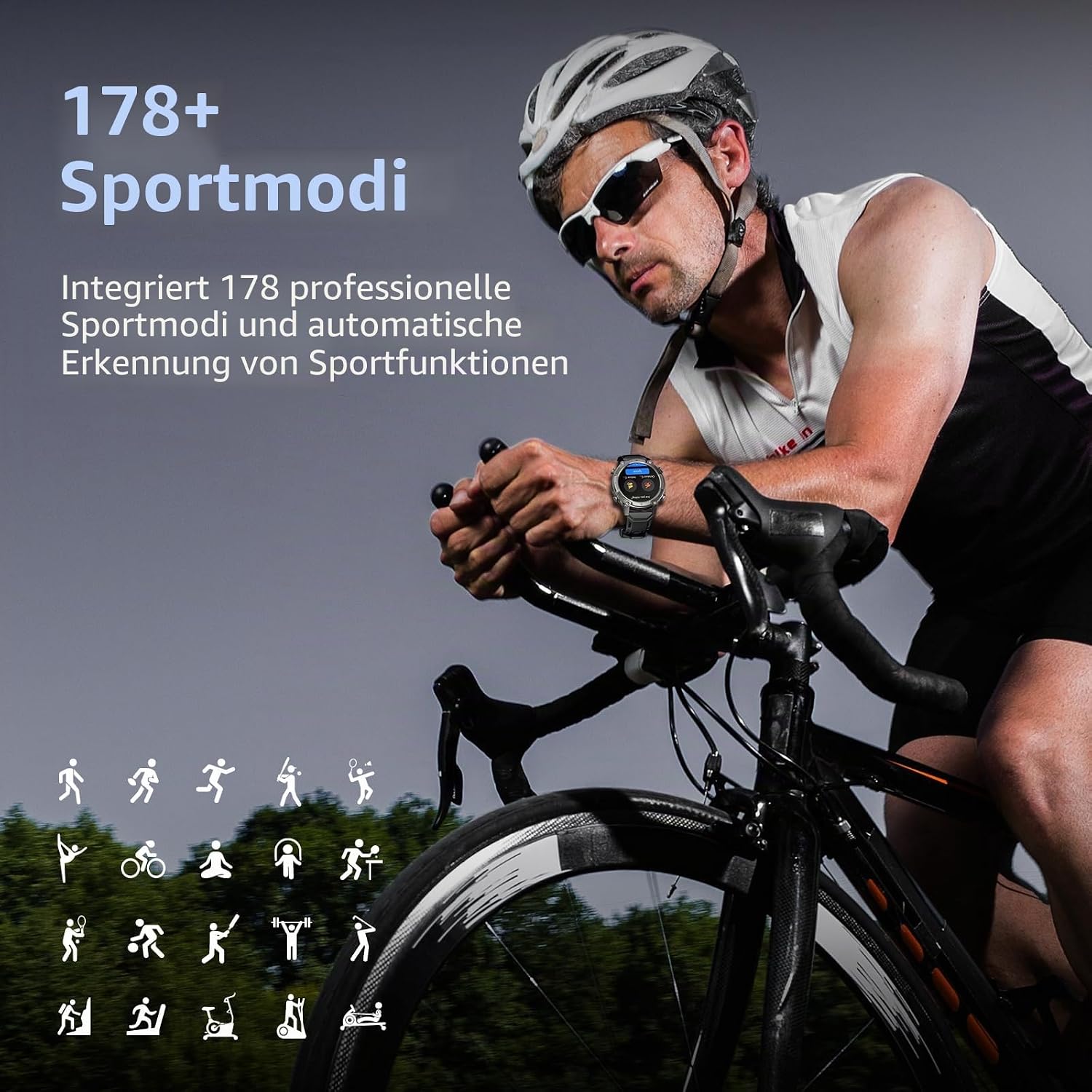 SOUYIE Herren-Smartwatch mit GPS, Offline-Karten und 6 Satelliten-Navi, 5ATM wasserdicht, 21-Tage-Akku, KI-Sprachassistent, 178 Sportmodi, Fitness-Tracker mit Herzfrequenzmesser und Schlafmonitor für Android iOS – Bild 3