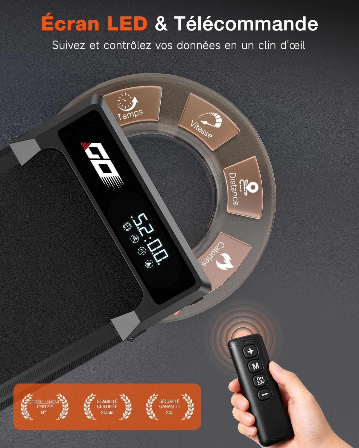 Zusammenklappbares elektrisches Laufband mit 9 % Steigung, Gehpad leise 1–10 km/h für Zuhause und Büro, bürstenloser 3,0-PS-Motor, LED-Anzeige, Stoßdämpfung, bis zu 140 kg – Bild 8