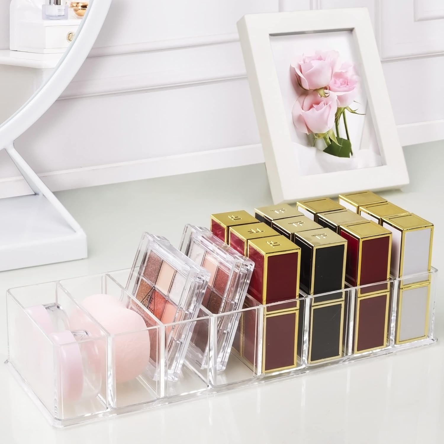 Abnehmbarer Kosmetik-Organizer, 8 Fächer, Make-up-Organizer, Acryl-Aufbewahrungsboxen, Schmuck-Display-Boxen, transparente Schubladen für Kommode, Waschtisch, Badezimmer, Küche – Bild 5