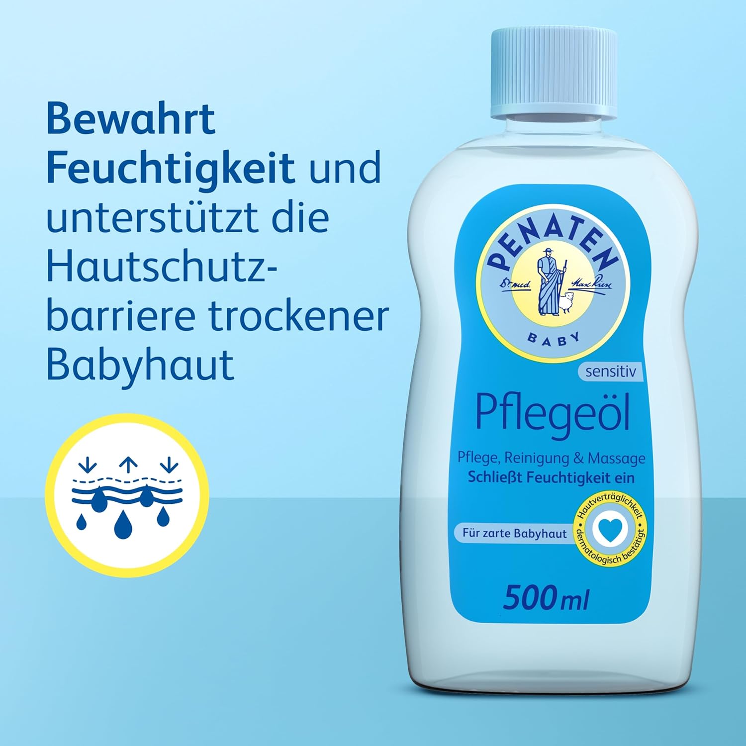 PENATEN Pflegeöl, pflegendes Babyöl und Babypflege-Massageöl zur sanften Reinigung und Pflege empfindlicher Babyhaut (1 x 500 ml) – Bild 4