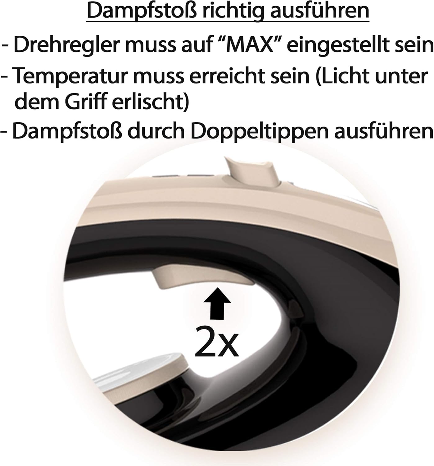 Tristan Auron Dampfbügelstation, 2400 W, 400 g Dampfstoß, 8 bar Dampfdruck, variabler Dampf bis zu 155 g/min, 1,8 l Wassertank, automatische Abschaltung, Elite 8 (schwarz) – Bild 4