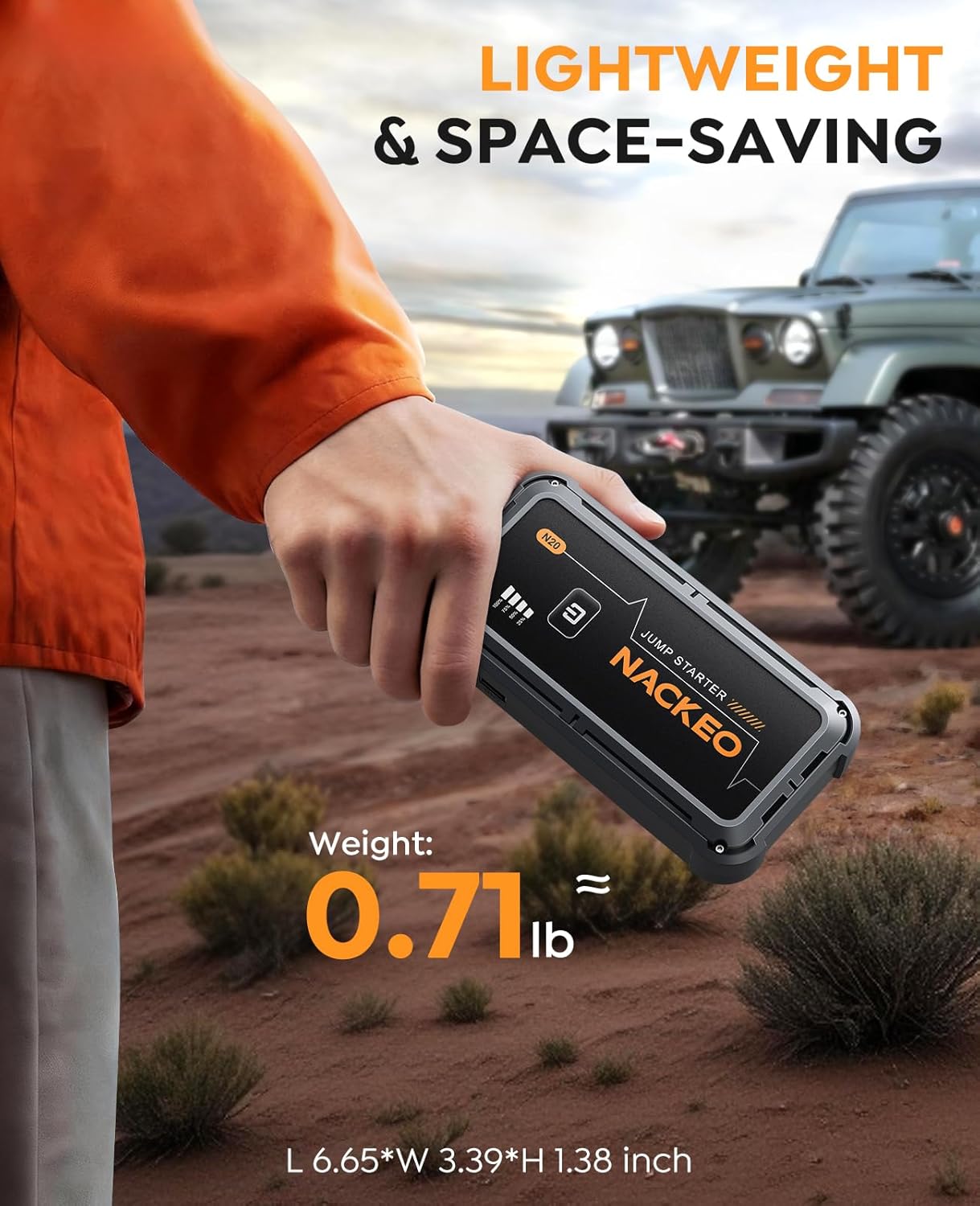 7000 A Starthilfe-Powerbank für Autos, 12 V Batterie-Booster (bis zu allen Benzinmotoren und 10 l Diesel), Starter-Powerbank mit Starthilfekabel & LED-Taschenlampe, Auto-Starthilfe für SUV, LKW, Motorrad – Bild 6