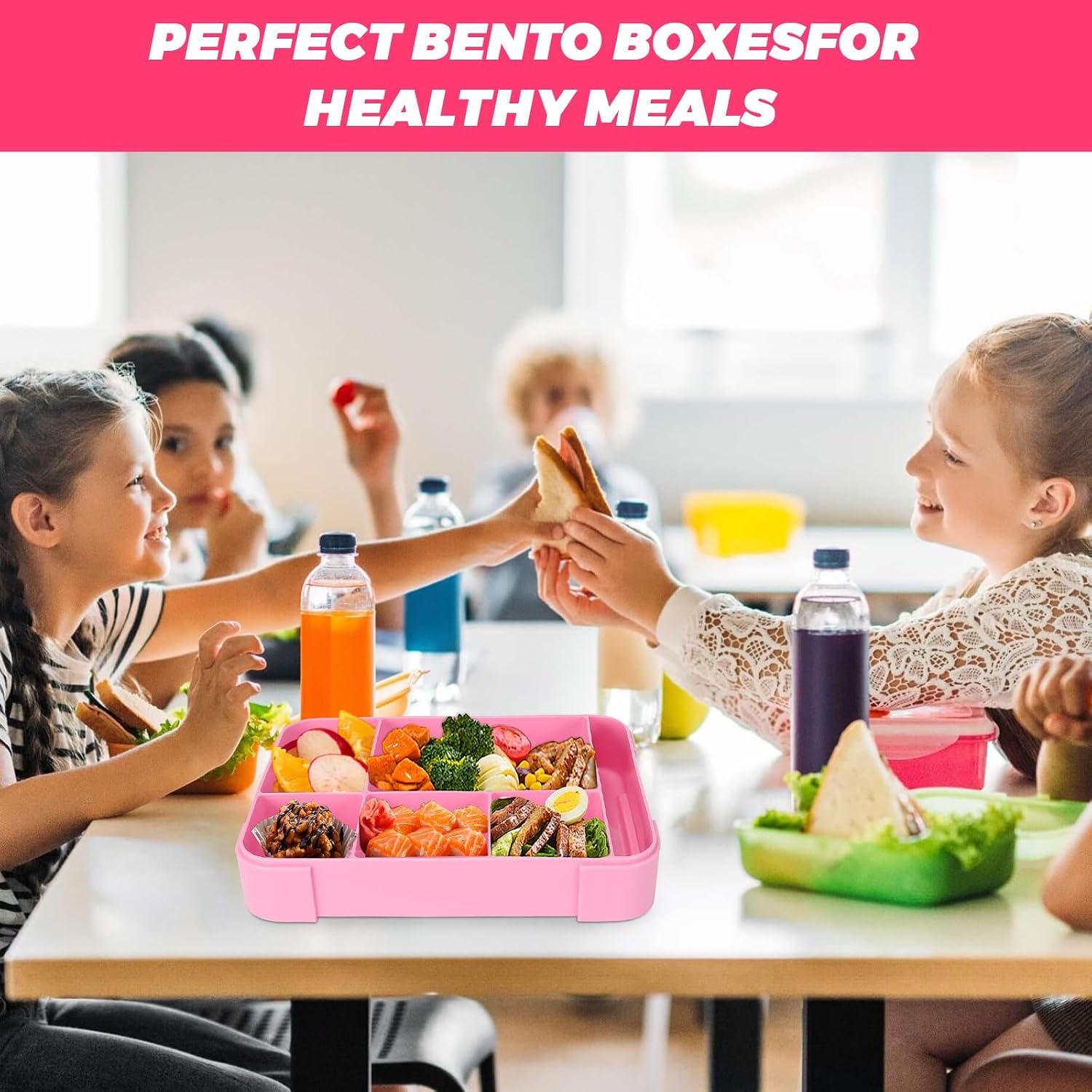 Sprifityy Kinder-Brotdose mit Fächern, 1330 ml, auslaufsichere Lunchbox, geeignet für Schule, Picknick, Reise-Brotdose, geeignet für Erwachsene, Mädchen & Jungen, mikrowellen-/spülmaschinenfest (rot) – Bild 6