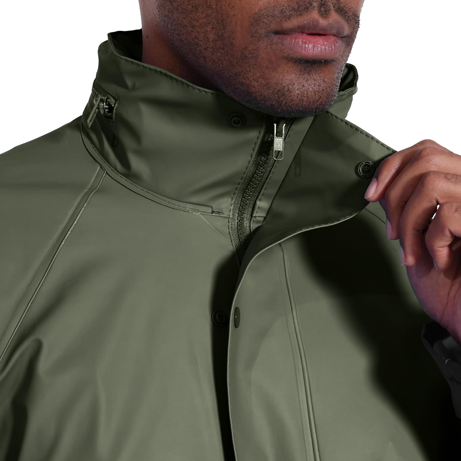 Wasserdichter Regenanzug für Herren – Regenjacke & Regenlatzhose mit abnehmbarer Kapuze, robuste PU-Arbeitskleidung für Bau, Industrie, Angeln – Bild 3