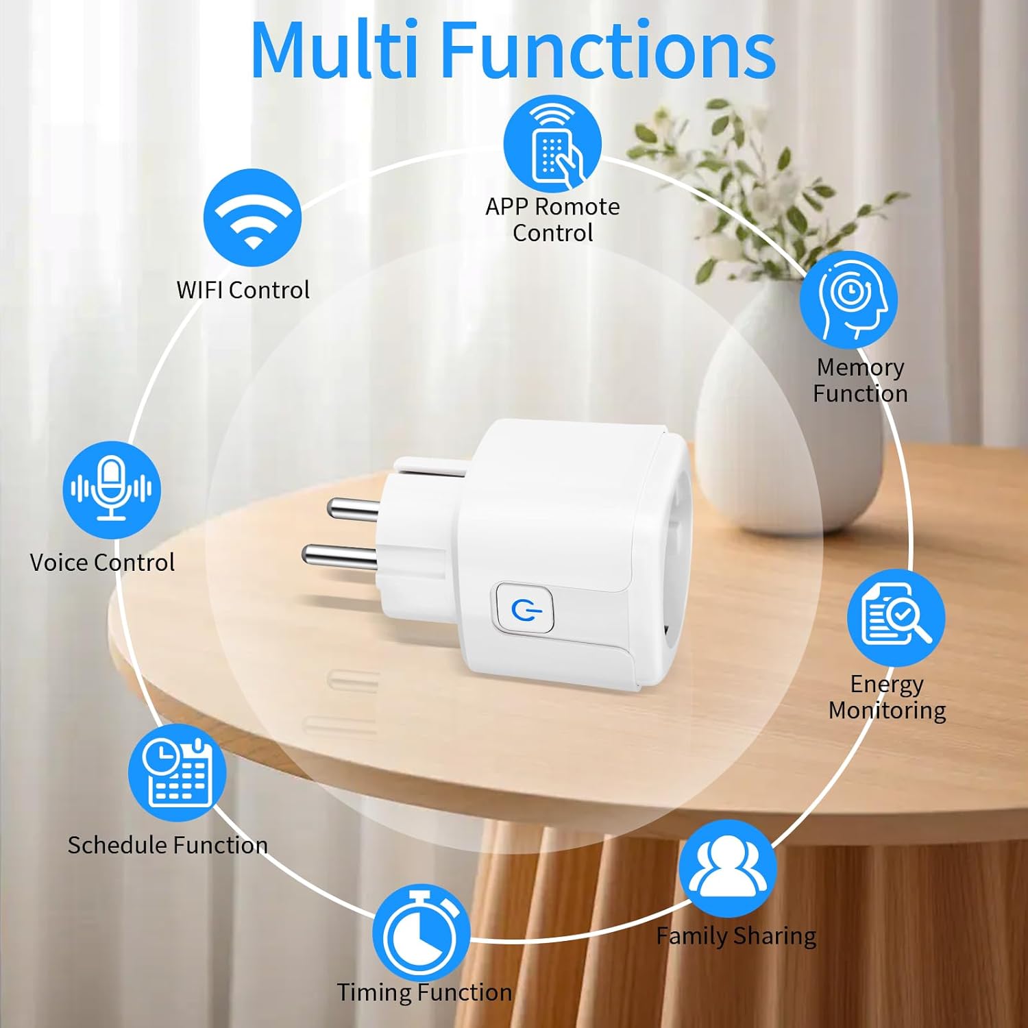 Smarte WLAN-Steckdose, Alexa-Steckdose mit Strommessung 16 A, 4 Stück Smart Plugs, 2,4 GHz WLAN-Steckdosen, Fernbedienung, Sprachsteuerung, funktioniert mit Alexa, Google Home – Bild 2