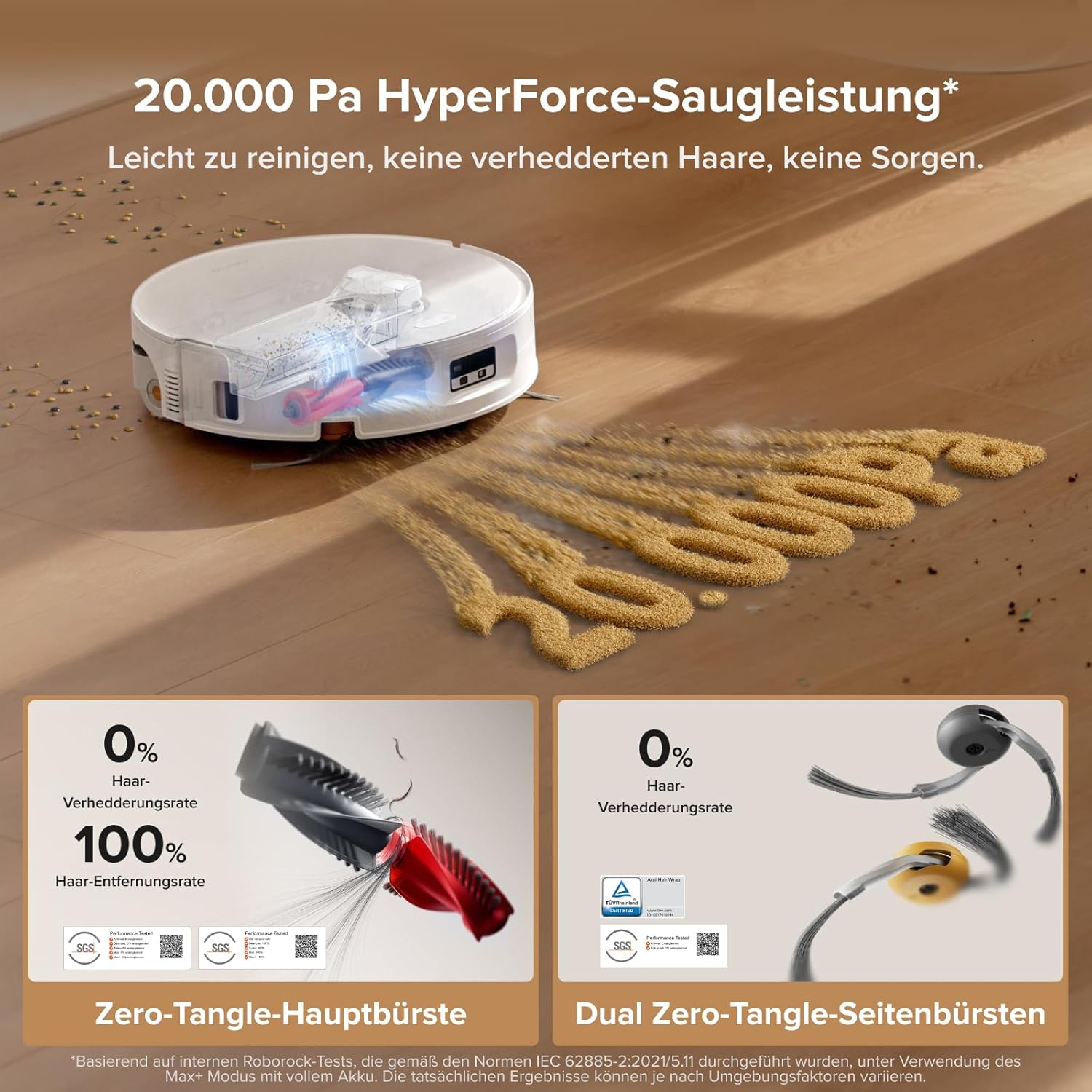 roborock Qrevo Curv 2 Flow Roboterstaubsauger mit Wischfunktion, SpiraFlow Wischwalze mit Selbstreinigung, 20.000 Pa Saugkraft, Duales Anti-Tangle-System, intelligenter Teppichschutz, All-in-One-Dock – Bild 4