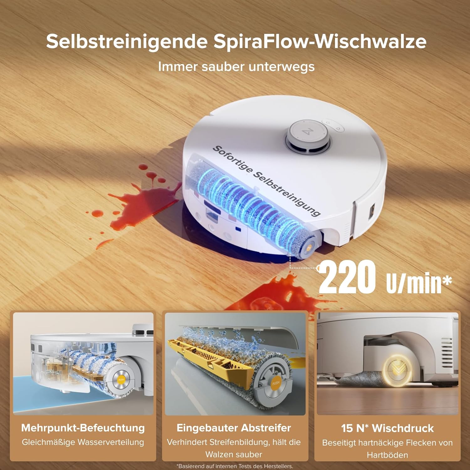 roborock Qrevo Curv 2 Flow Roboterstaubsauger mit Wischfunktion, SpiraFlow Wischwalze mit Selbstreinigung, 20.000 Pa Saugkraft, Duales Anti-Tangle-System, intelligenter Teppichschutz, All-in-One-Dock – Bild 2