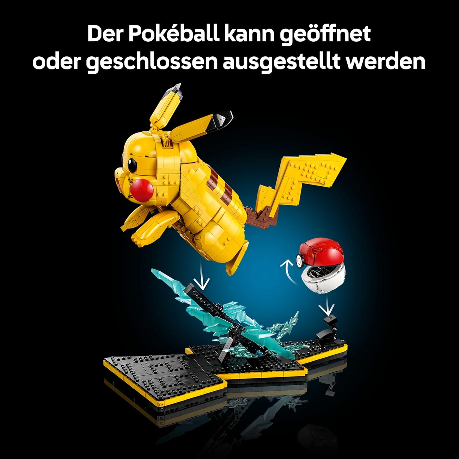 LEGO Pokémon Pikachu und Pokéball – Bauset für Erwachsene – Modellbau mit beweglicher Anime-Figur und dynamischem Ständer – DIY-Dekoration für Zimmer oder Schreibtisch – Geschenk für Gaming-Fans – 72152 – Bild 5