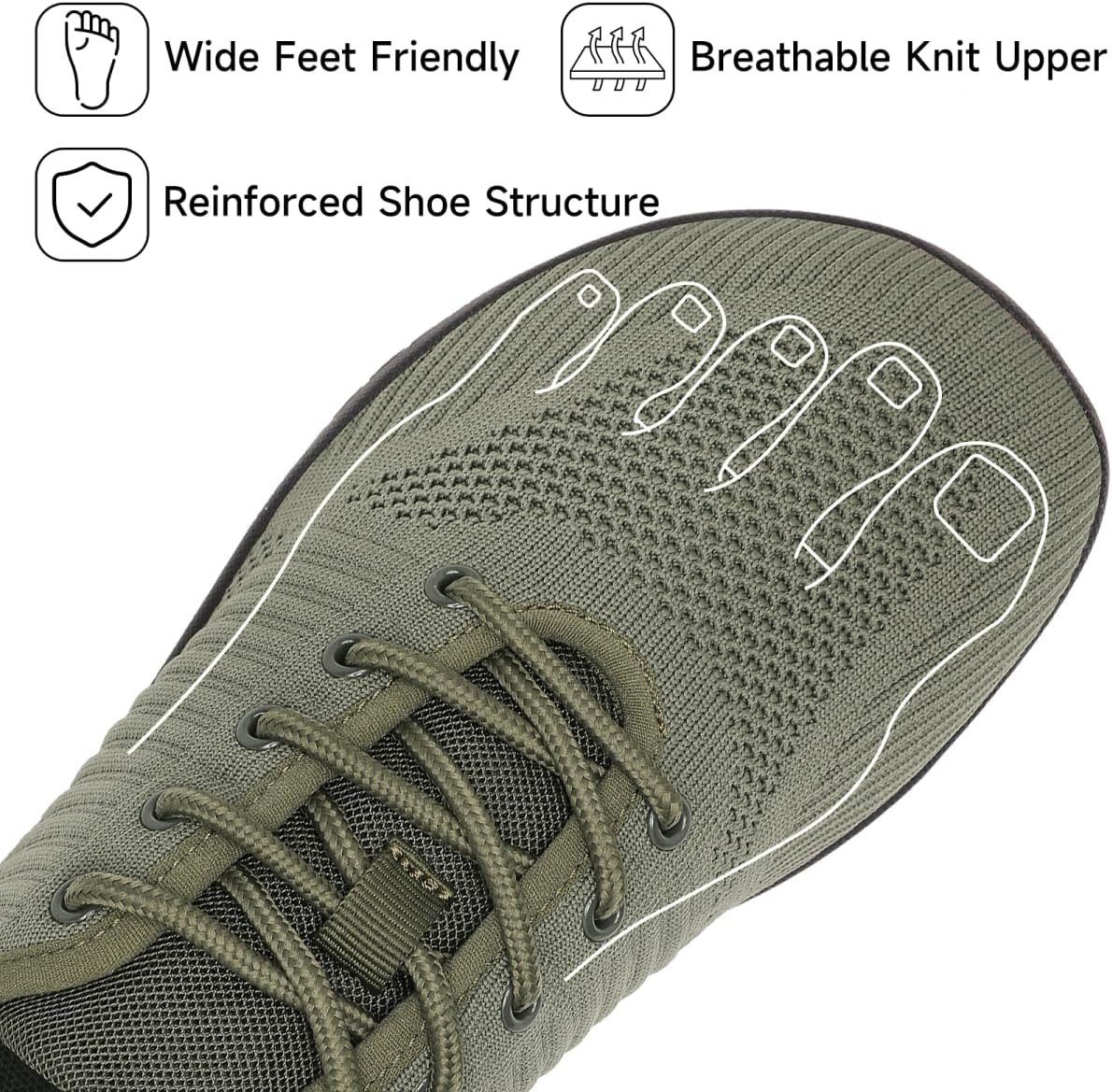 Geweo Barfußschuhe Damen Herren Barfußschuhe Laufschuhe Barfußsneaker Breite Zehenbox Zero-Drop-Sohle Leicht Atmungsaktiv Rutschfest Größe 37-47 – Bild 3