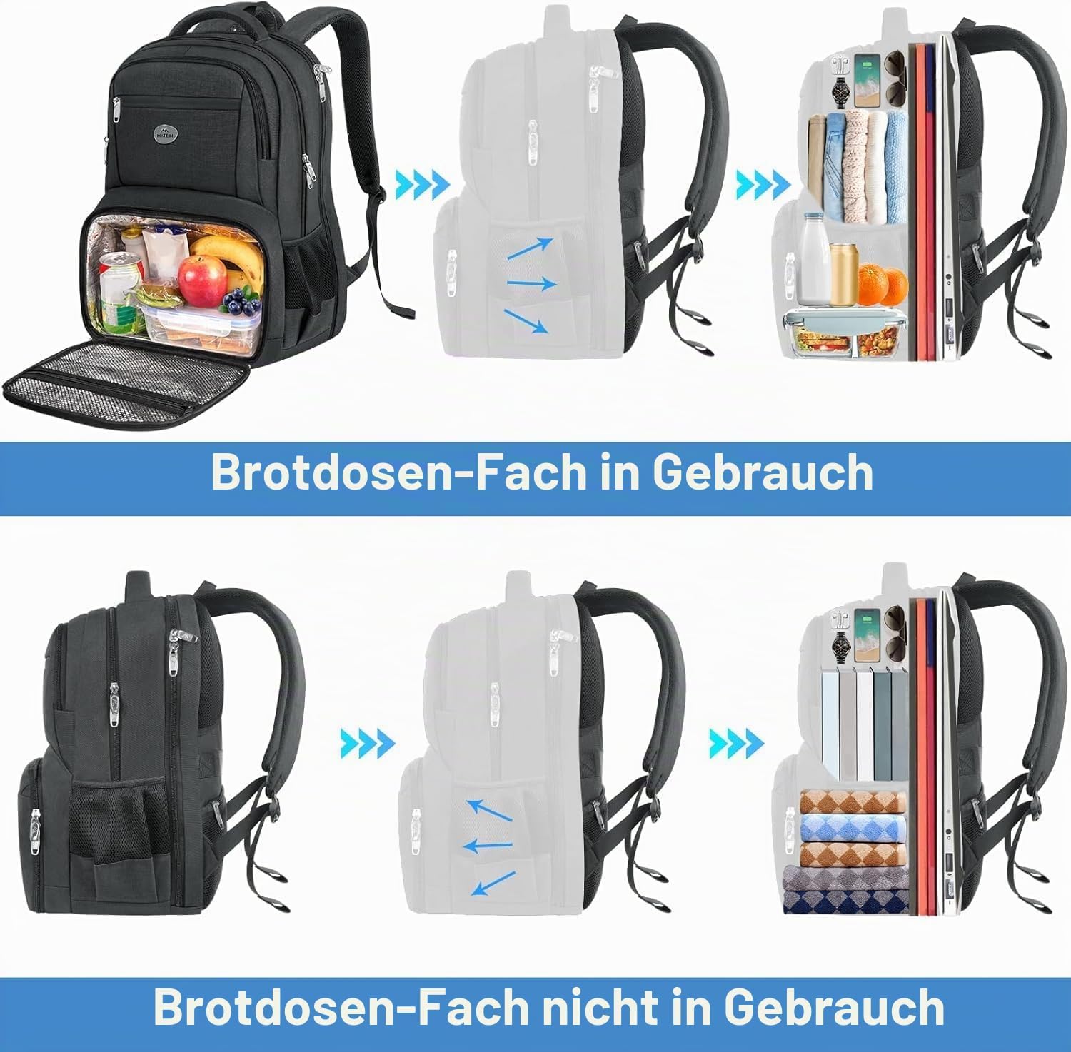 MATEIN Herren Rucksack mit Kühlfach, Großer Laptop-Rucksack 17 Zoll, Arbeitsrucksack, Herren Anti-Diebstahl, TSA-freundlicher Laptop-Rucksack, Wasserdichter Schulrucksack für Teenager, Arbeit, Business, Schwarz – Bild 4