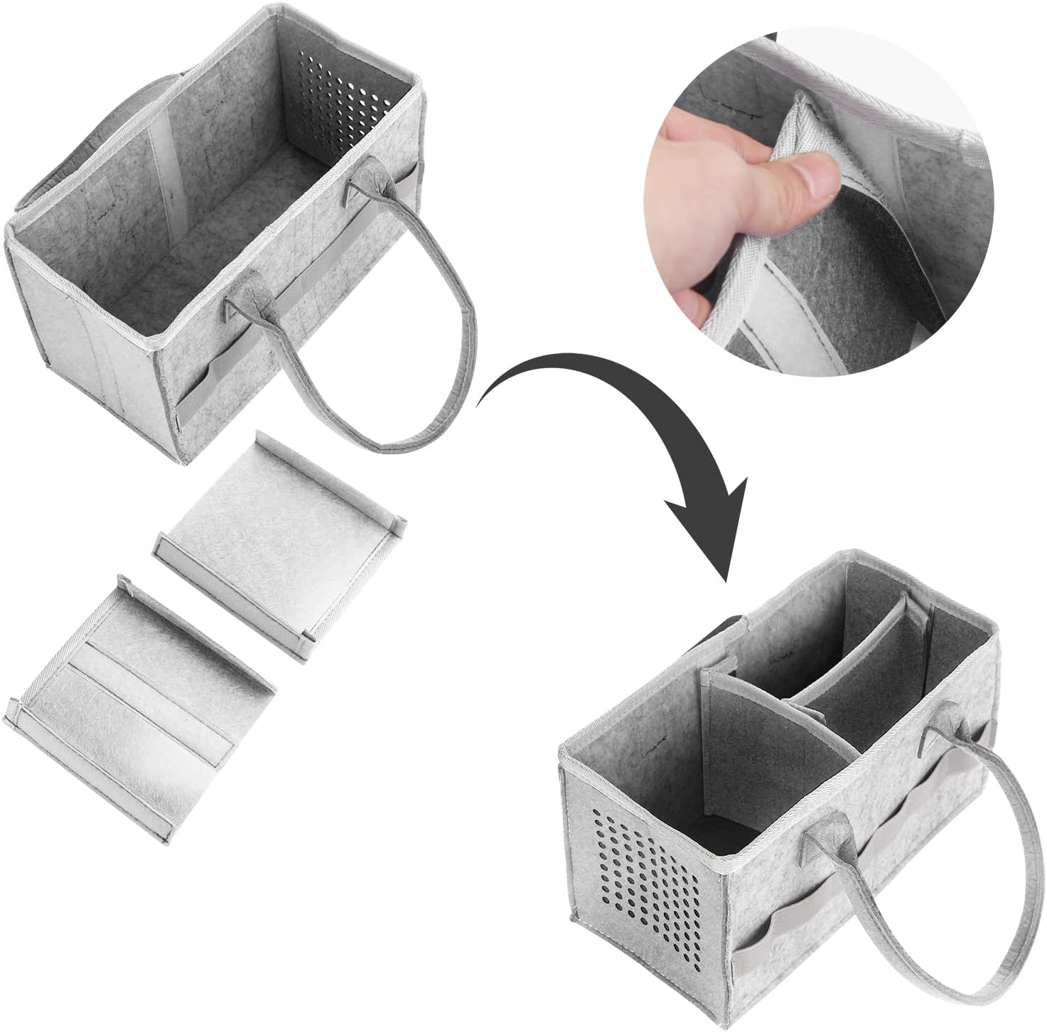 Chedin Toniebox Tonie Bag, Aufbewahrungsbox Tragetasche mit Griff, für Toniebox Starter Set und Tonies Figur, Zubehör Schutzhülle Organizer für über 30 Figuren (Grau + Grau) – Bild 4
