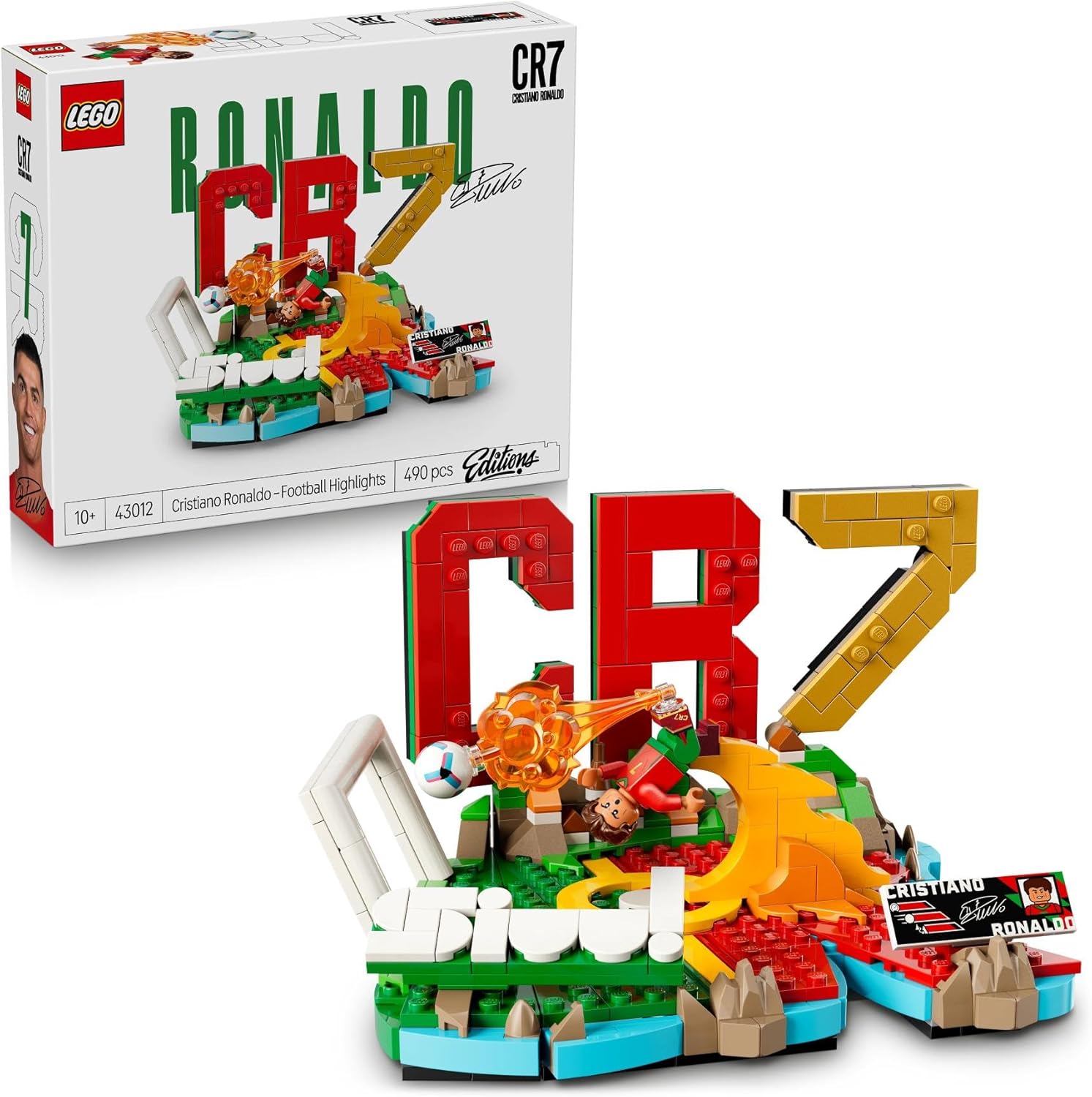 LEGO Editions Cristiano Ronaldo – Fußball-Highlights-Spielzeug – 3D-Modellbau mit Minifigur zum Sammeln – Kinderzimmerdekoration – Geschenk für Jungen, Mädchen ab 10 Jahren und erwachsene Sportfans