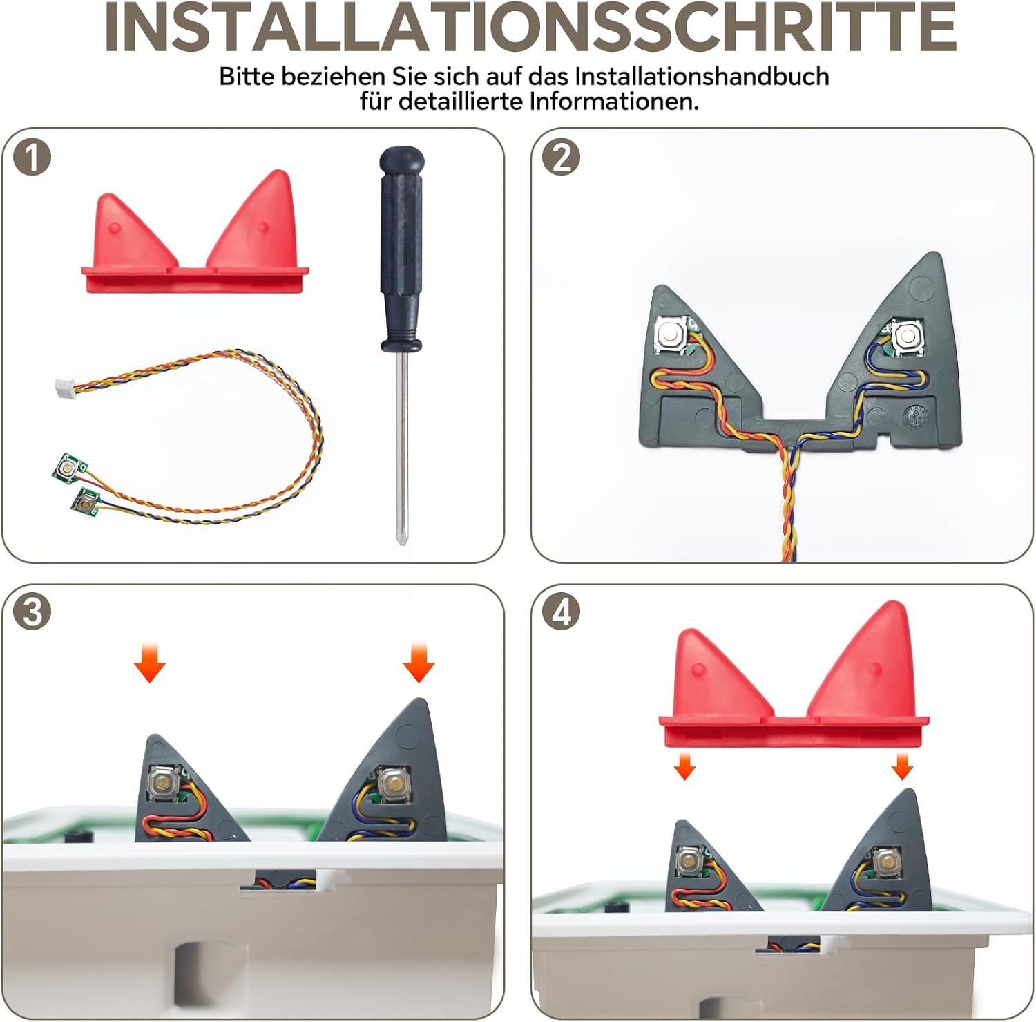Toniebox Ohren Ersatzteile Set, Ersatzohren für Toniebox Zubehör Lautstärkeregler, Tonie Box Ohren Ersatzteile komplett mit Kabel, Tonibox Reparatur Ersatzohren, Rot, 2 Stück – Bild 3