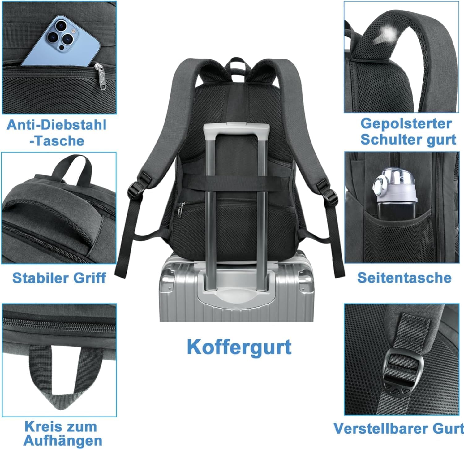 MATEIN Herren Rucksack mit Kühlfach, Großer Laptop-Rucksack 17 Zoll, Arbeitsrucksack, Herren Anti-Diebstahl, TSA-freundlicher Laptop-Rucksack, Wasserdichter Schulrucksack für Teenager, Arbeit, Business, Schwarz – Bild 6