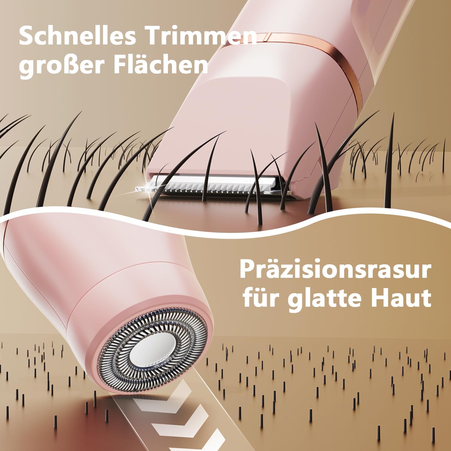 Intimrasierer für Damen, Rasierer für den Intimbereich sanft, 2-in-1 elektrischer Damenrasierer, Bikini-Trimmer für Körper- und Gesichtshaare, Bräutigam, wasserdicht, Damenrasierer, Präzisionstrimmer – Bild 3