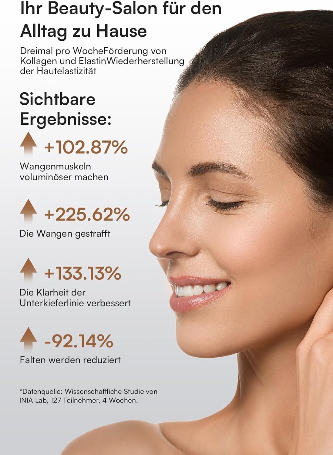 INIA Professionelles 3-in-1-Anti-Falten-Gesichtsmassagegerät mit Mikrostrom und rotem Licht, straffendes Lifting-Gerät für Hals/Nacken, reduziert Schwellungen und Falten – Bild 5