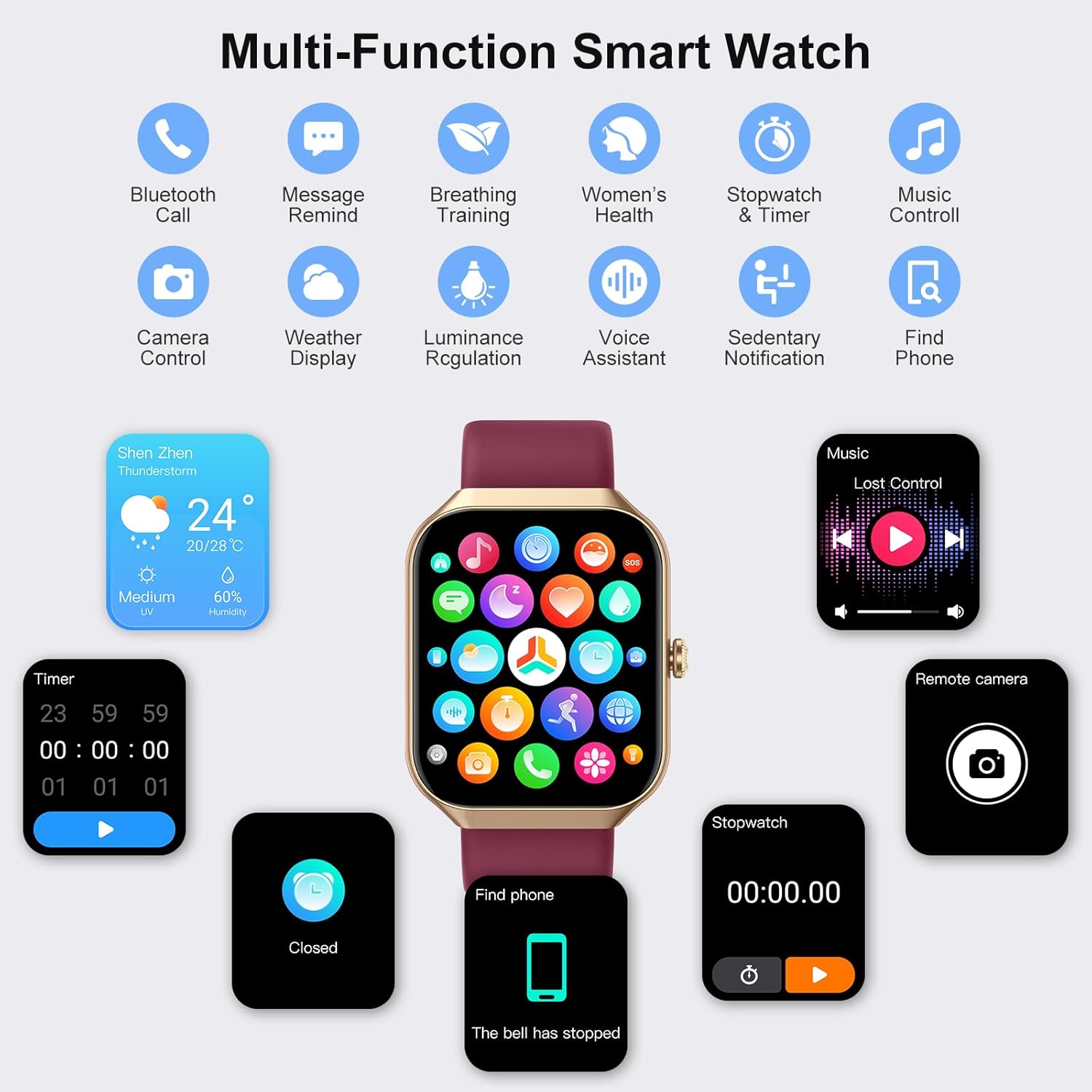 Smartwatch Damen Herren mit Telefonfunktion, 1,96 Zoll HD Fitnessuhr mit Herzfrequenz SpO2 Schlafmonitor Schrittzähleruhr IP68 Wasserdicht Smartwatch mit 113+ Sportmodi, Sportuhr für Android iOS – Bild 8