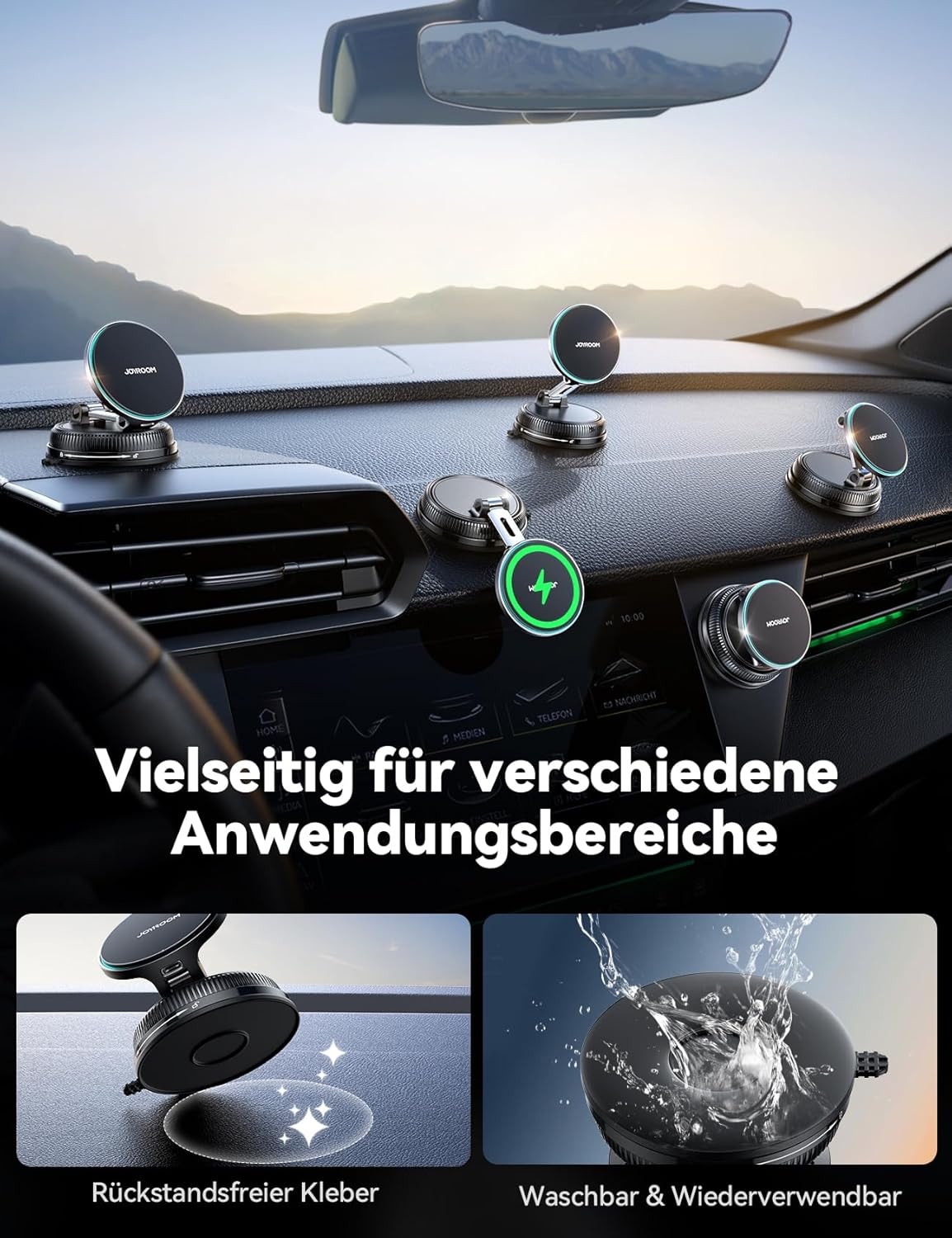 JOYROOM Magsafe Autohalterung mit Ladefunktion 15W, Vakuum & stärkste Gel-Handyhalterung Auto mit Ladefunktion, 360° drehbares & faltbares Ladegerät magnetische Handyhalterung für Auto iPhone 17-12 – Bild 2