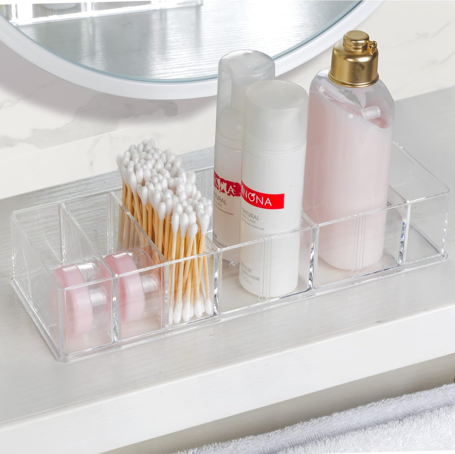 Abnehmbarer Kosmetik-Organizer, 8 Fächer, Make-up-Organizer, Acryl-Aufbewahrungsboxen, Schmuck-Display-Boxen, transparente Schubladen für Kommode, Waschtisch, Badezimmer, Küche – Bild 6