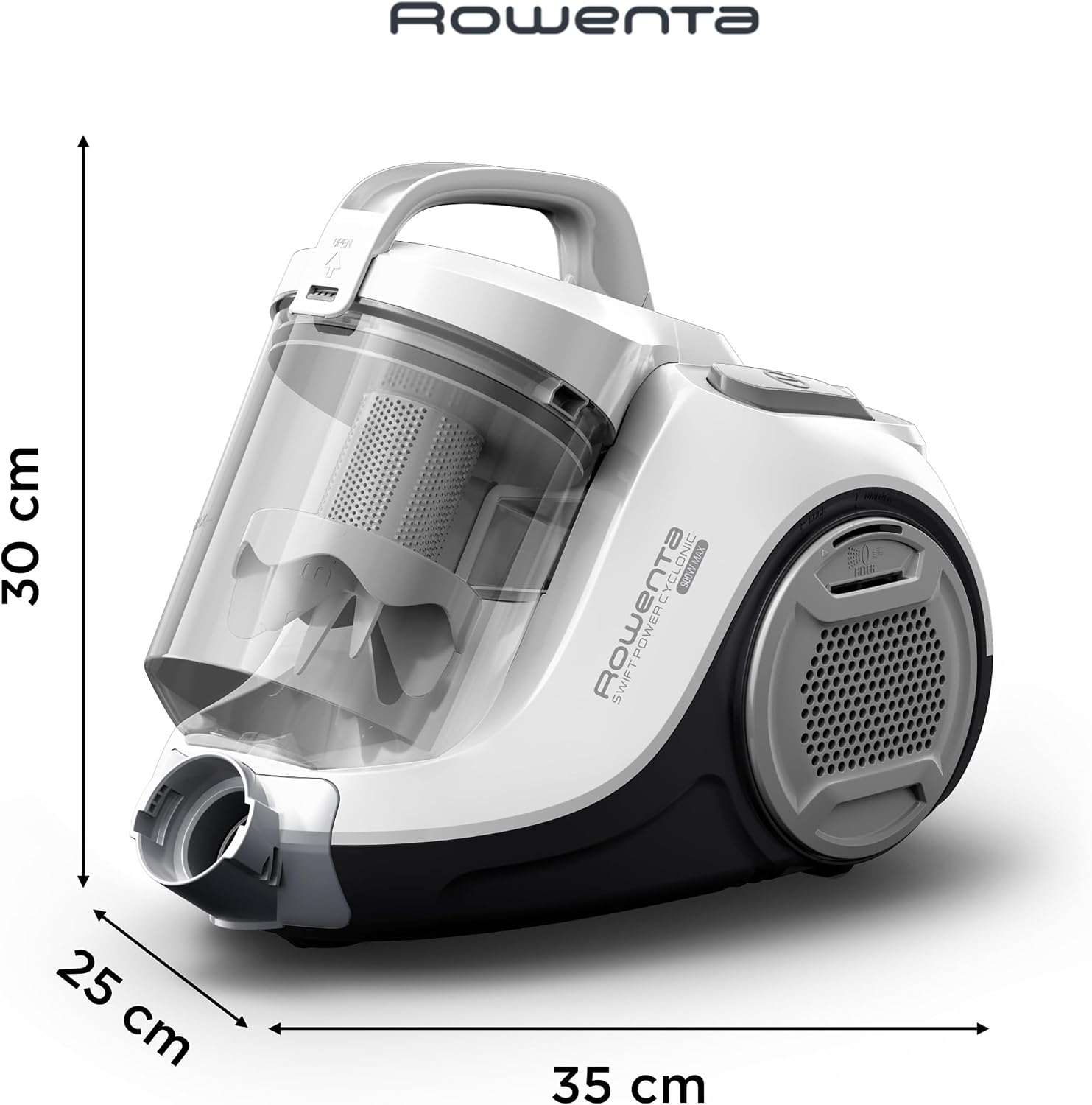 Rowenta Swift Power Zyklon-Staubsauger – 900 W starke Saugleistung, kompakt und leicht, 1,2 l Staubbehälter, 77 dB leise, 25 Fuß Aktionsradius, beutelloser Staubsauger für Hart- und Teppichböden – Bild 8